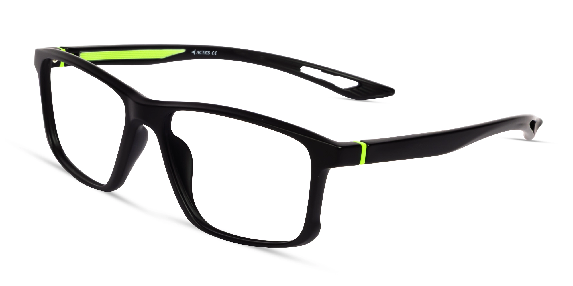 Sports Black & Neon Rectangular Glasses-2