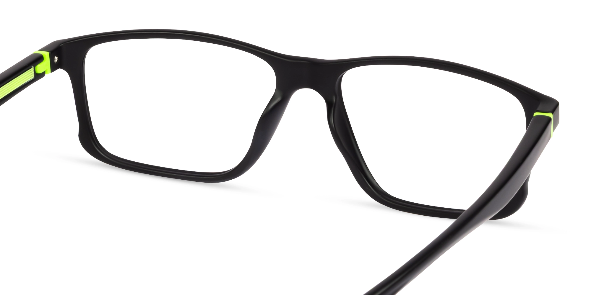 Sports Black & Neon Rectangular Glasses-4