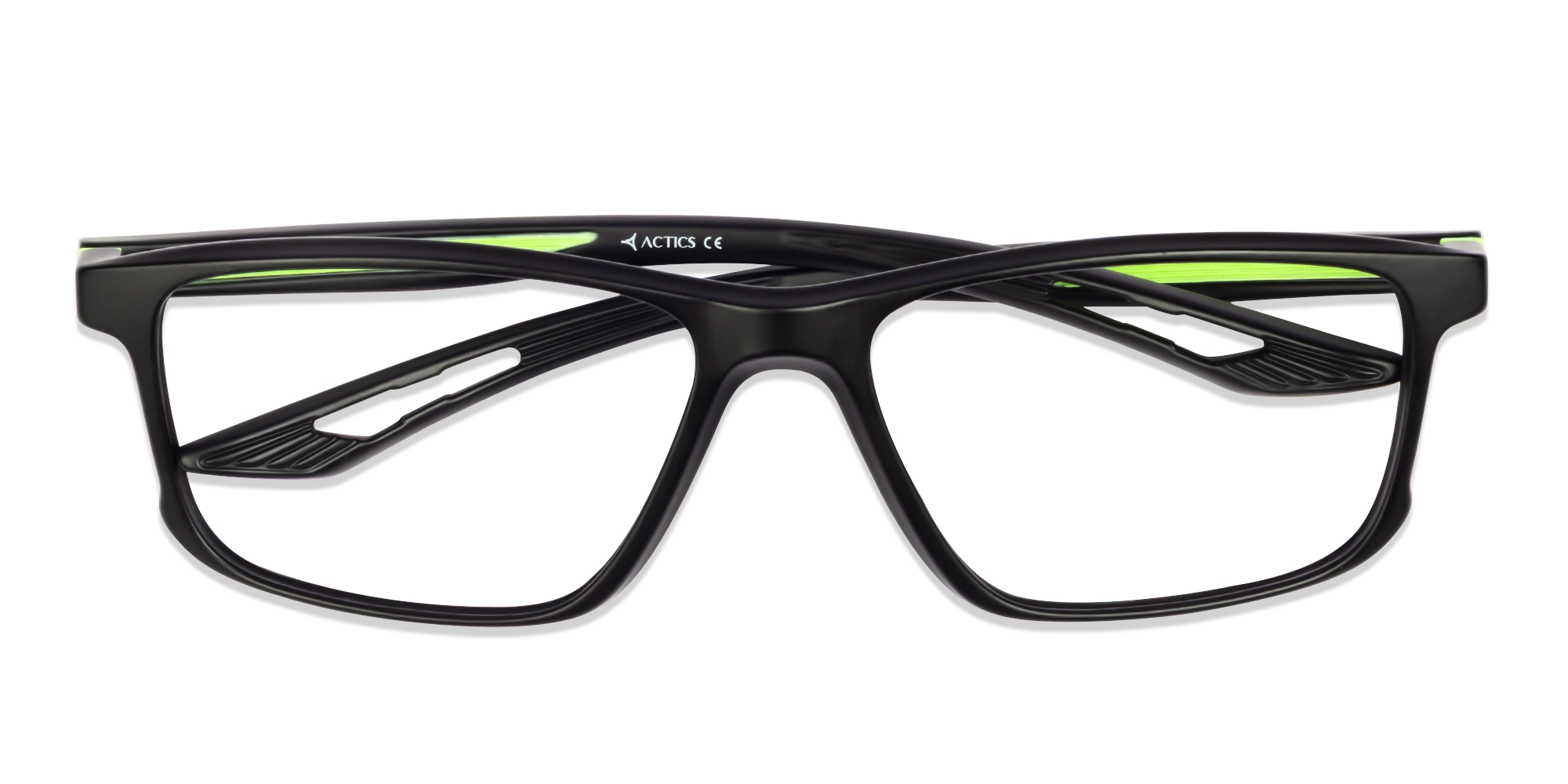 Sports Black & Neon Rectangular Glasses-5