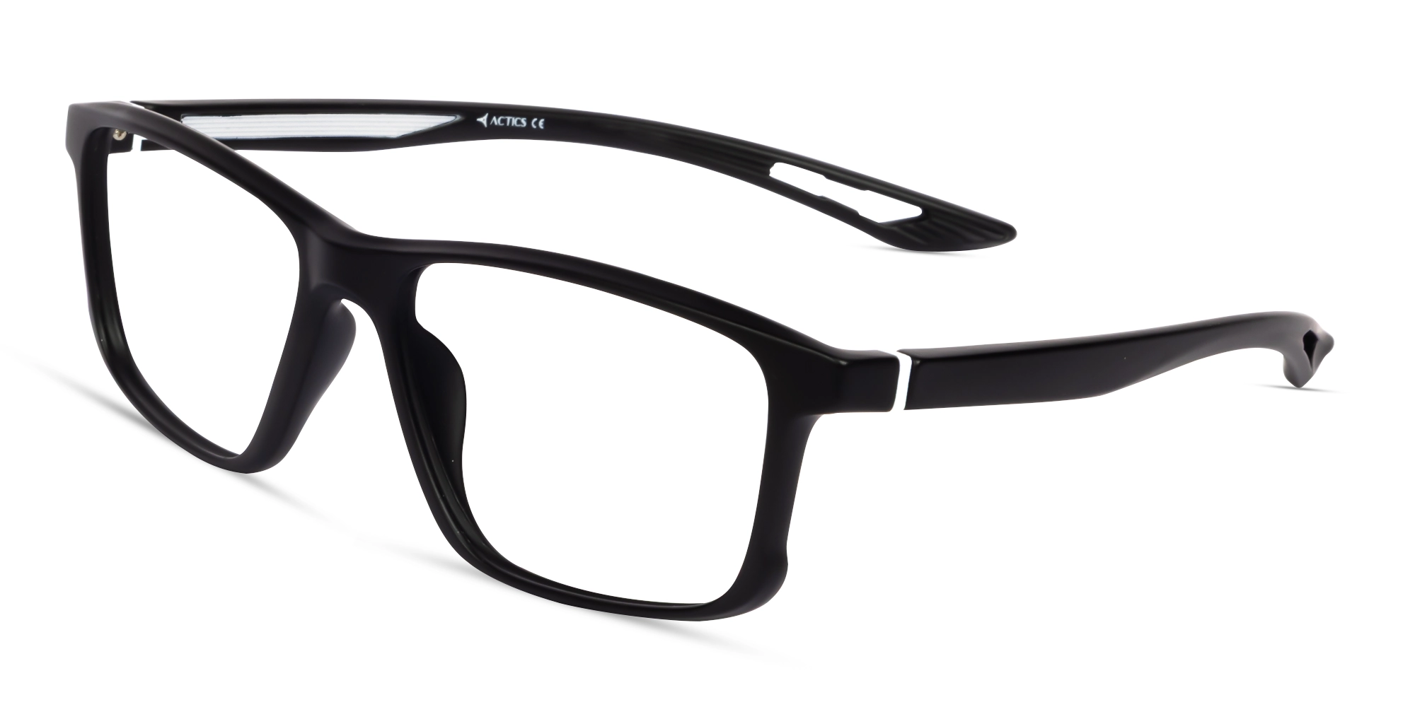 Black & Silver Sports Rectangular Glasses-2