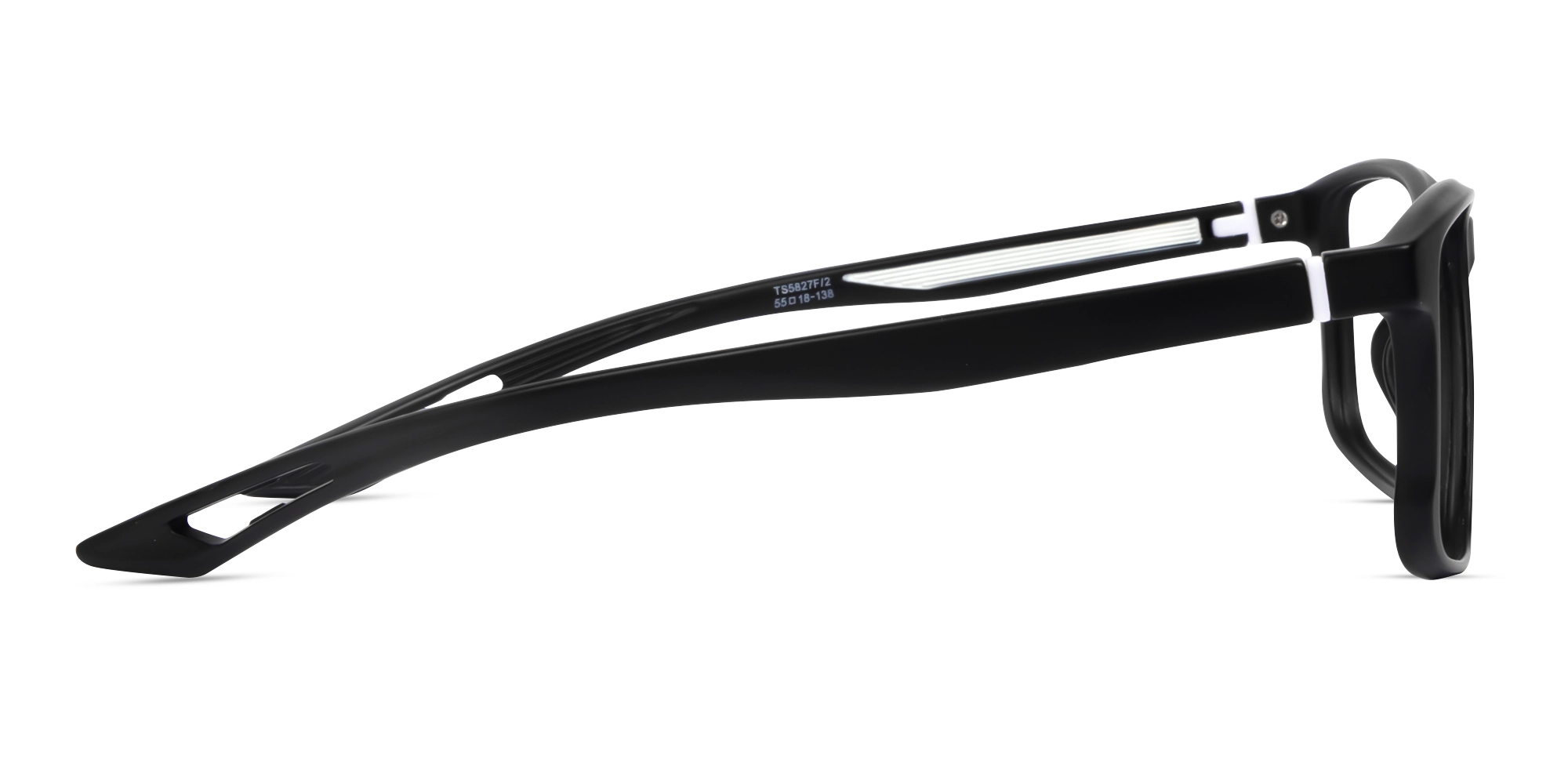 Black & Silver Sports Rectangular Glasses-3