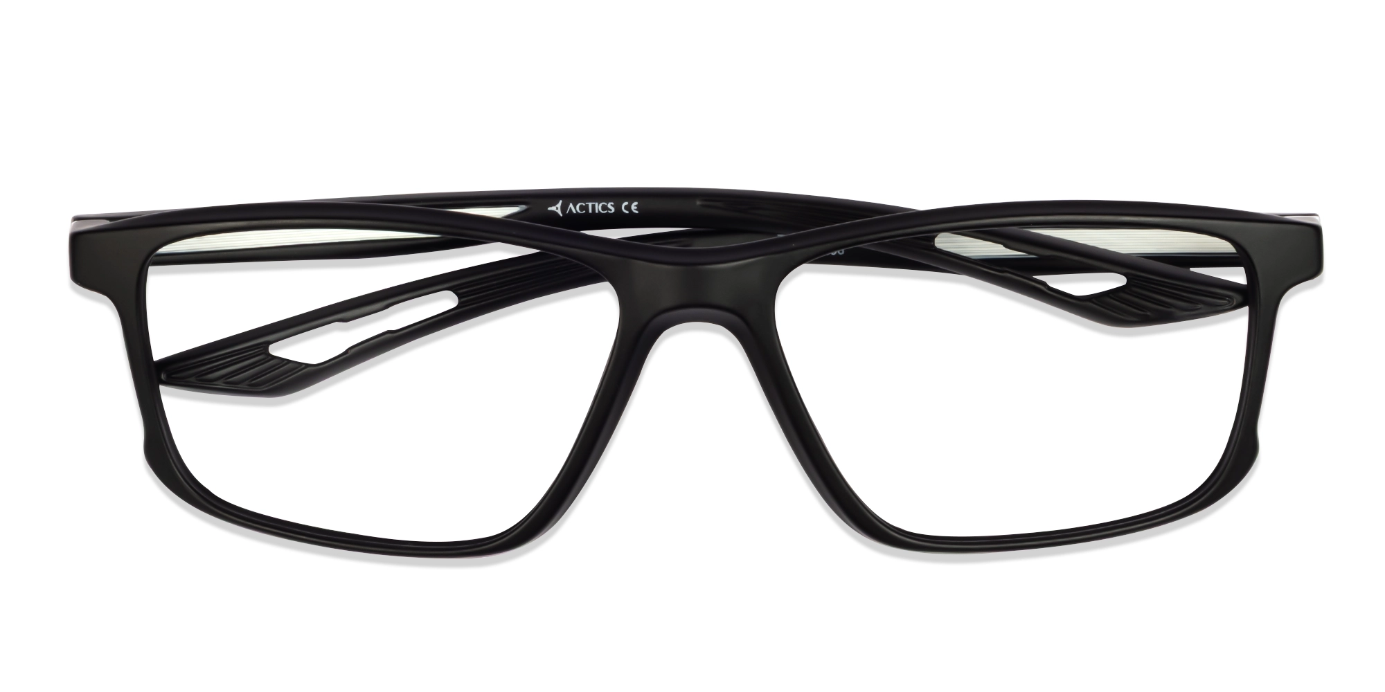 Black & Silver Sports Rectangular Glasses-5