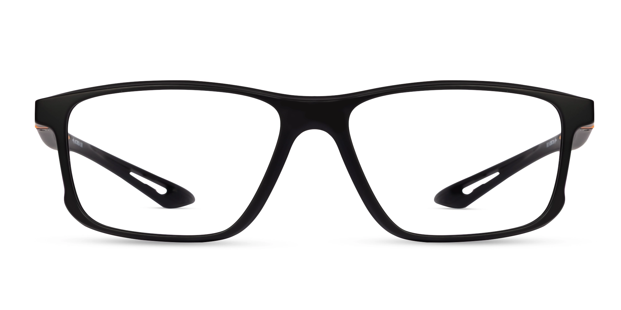 Black & Orange Sports Rectangular Glasses-1
