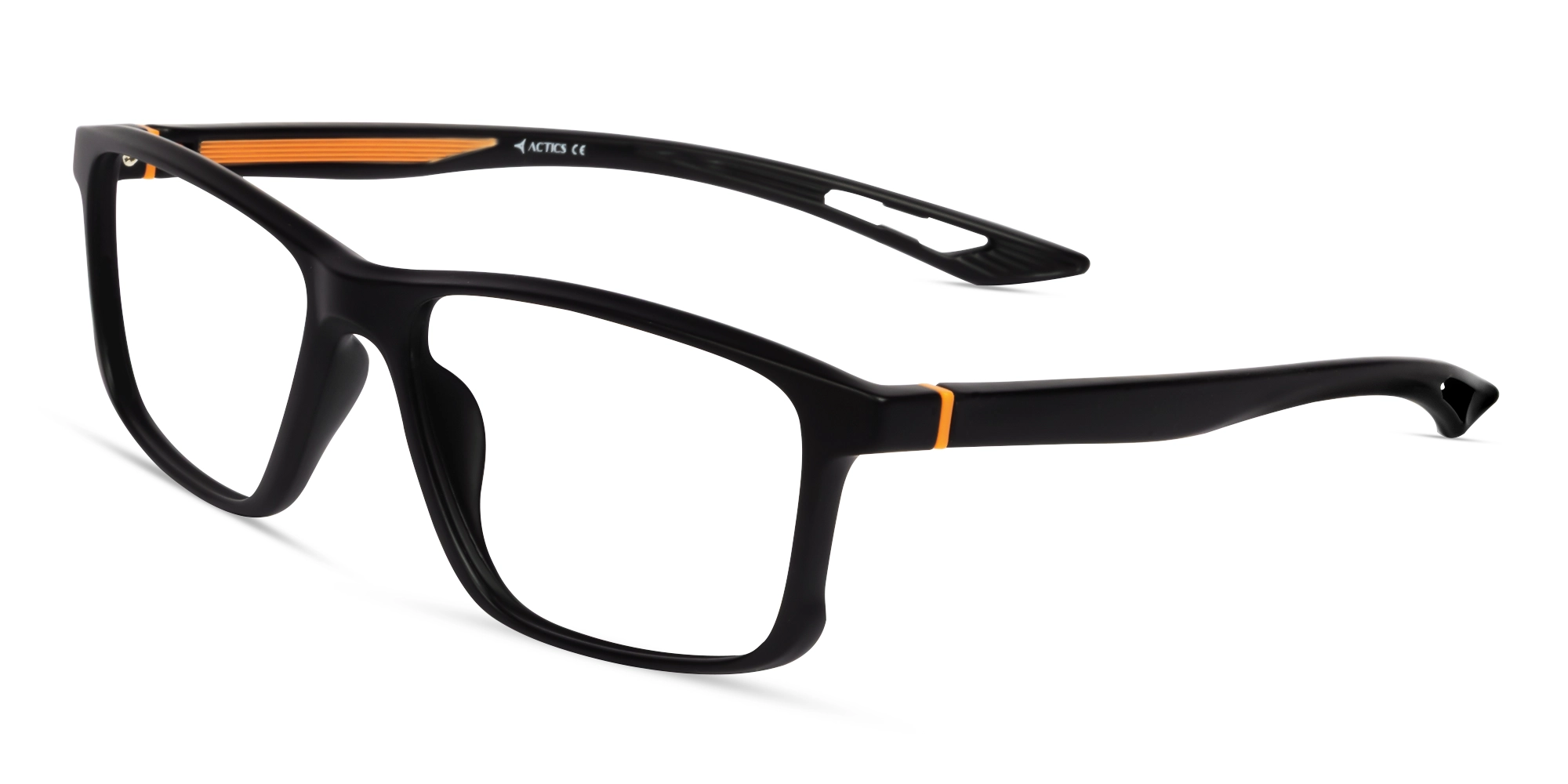 Black & Orange Sports Rectangular Glasses-2
