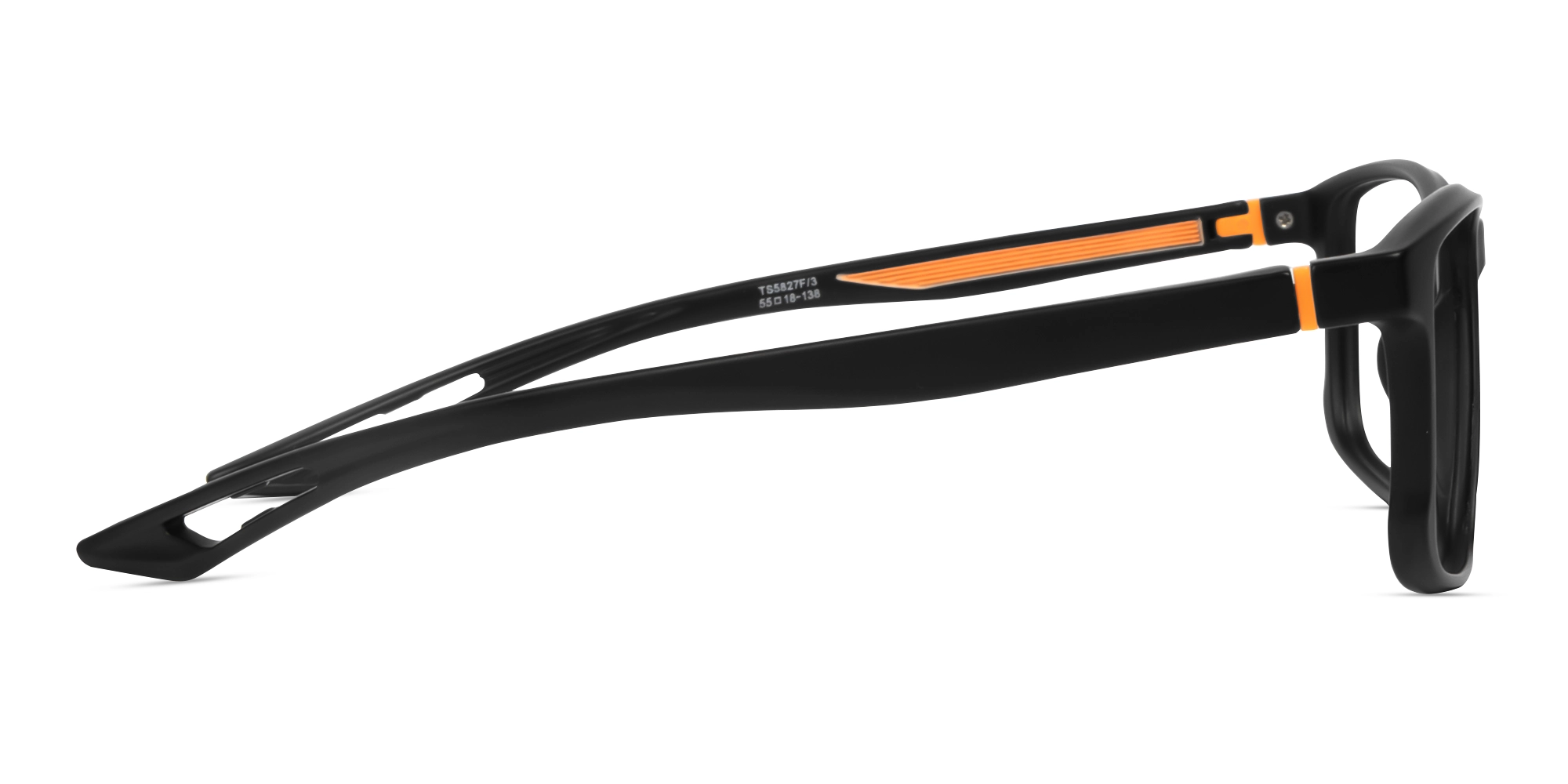 Black & Orange Sports Rectangular Glasses-3