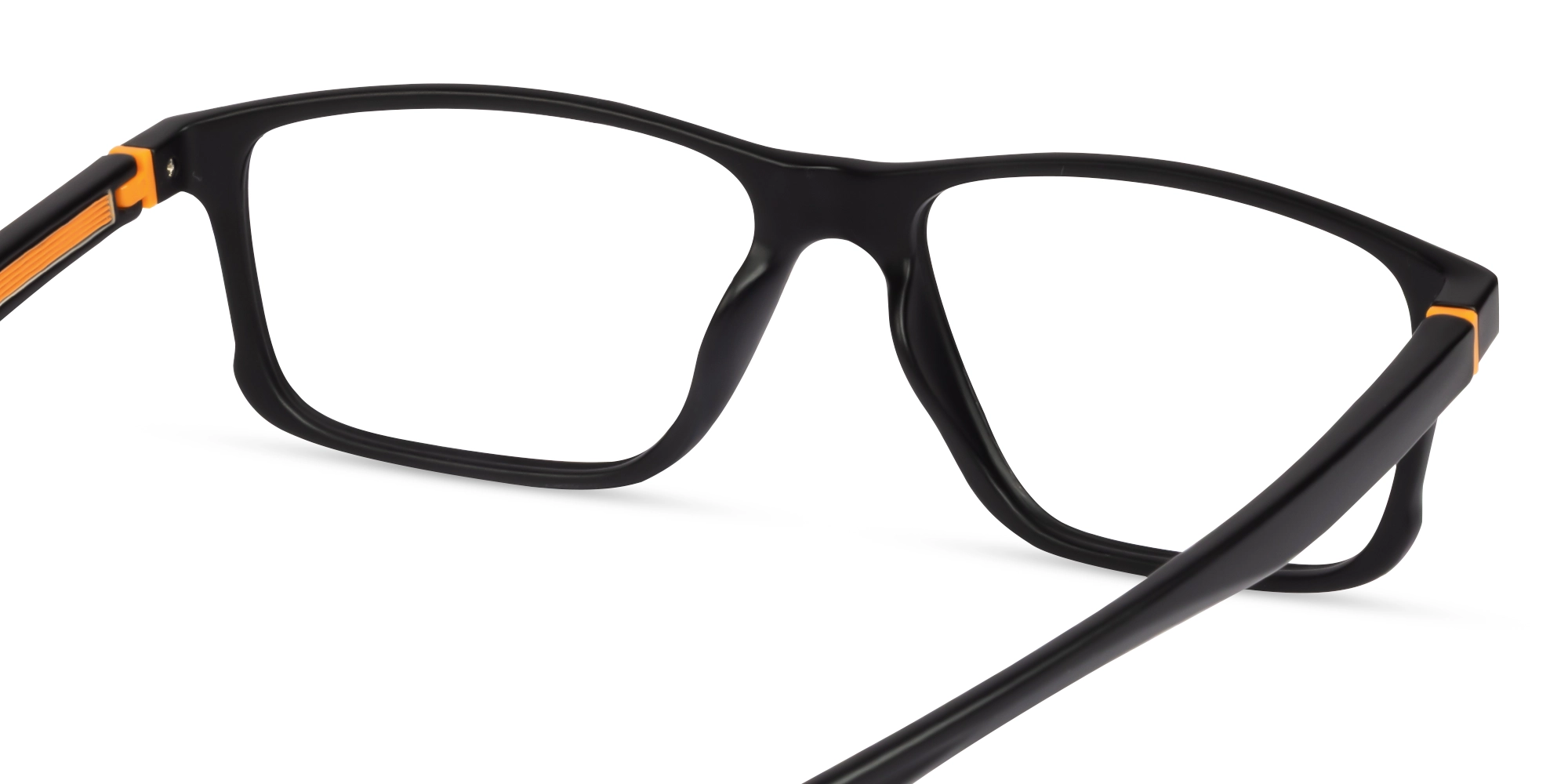 Black & Orange Sports Rectangular Glasses-4