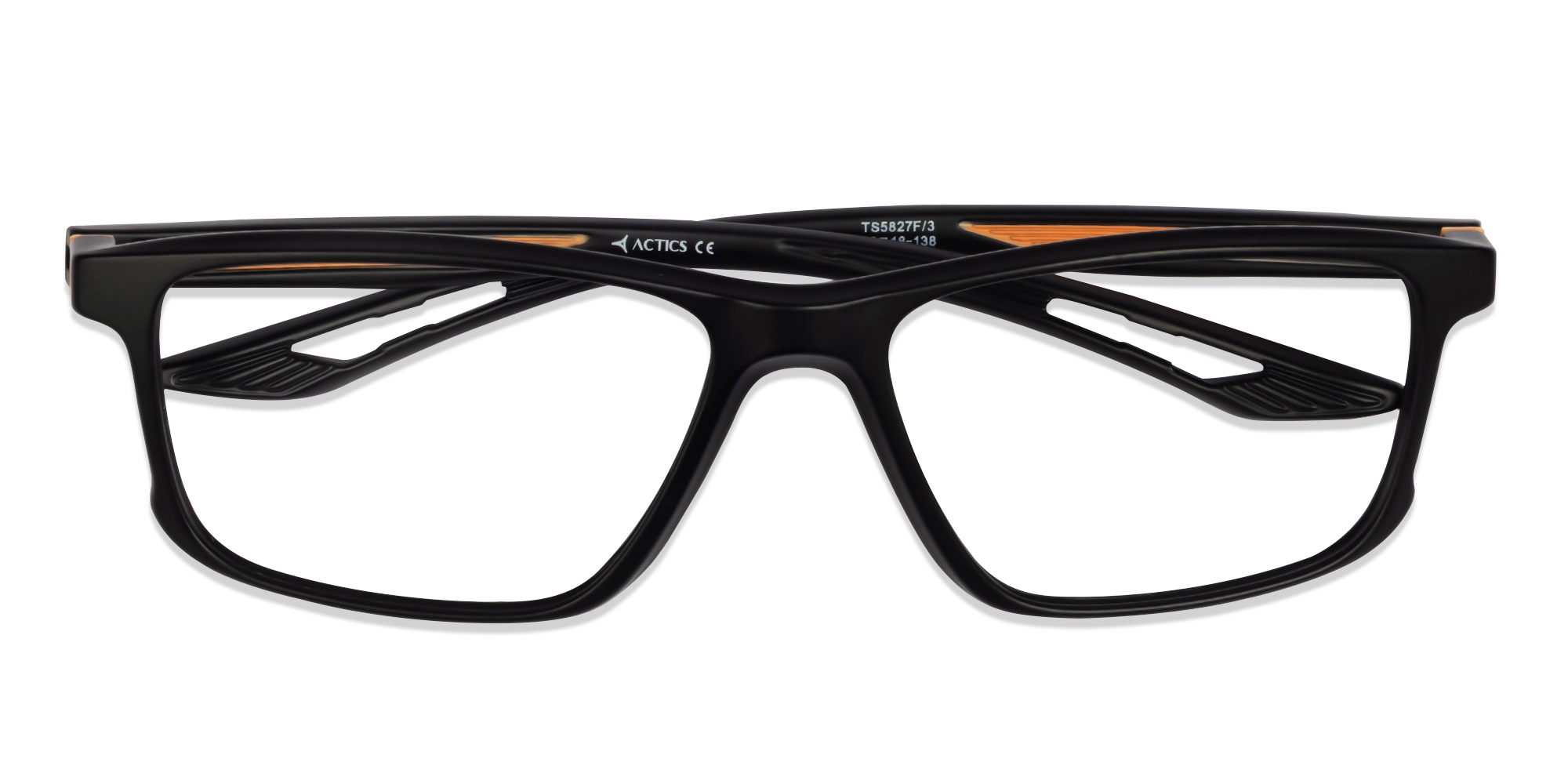 Black & Orange Sports Rectangular Glasses-5