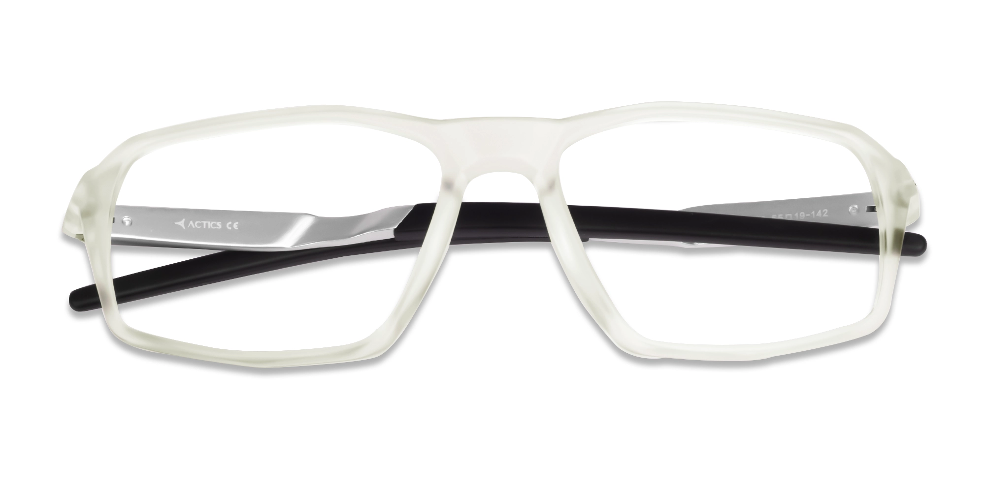 Dove White Rectangular Full-Rim Sports Glasses-6