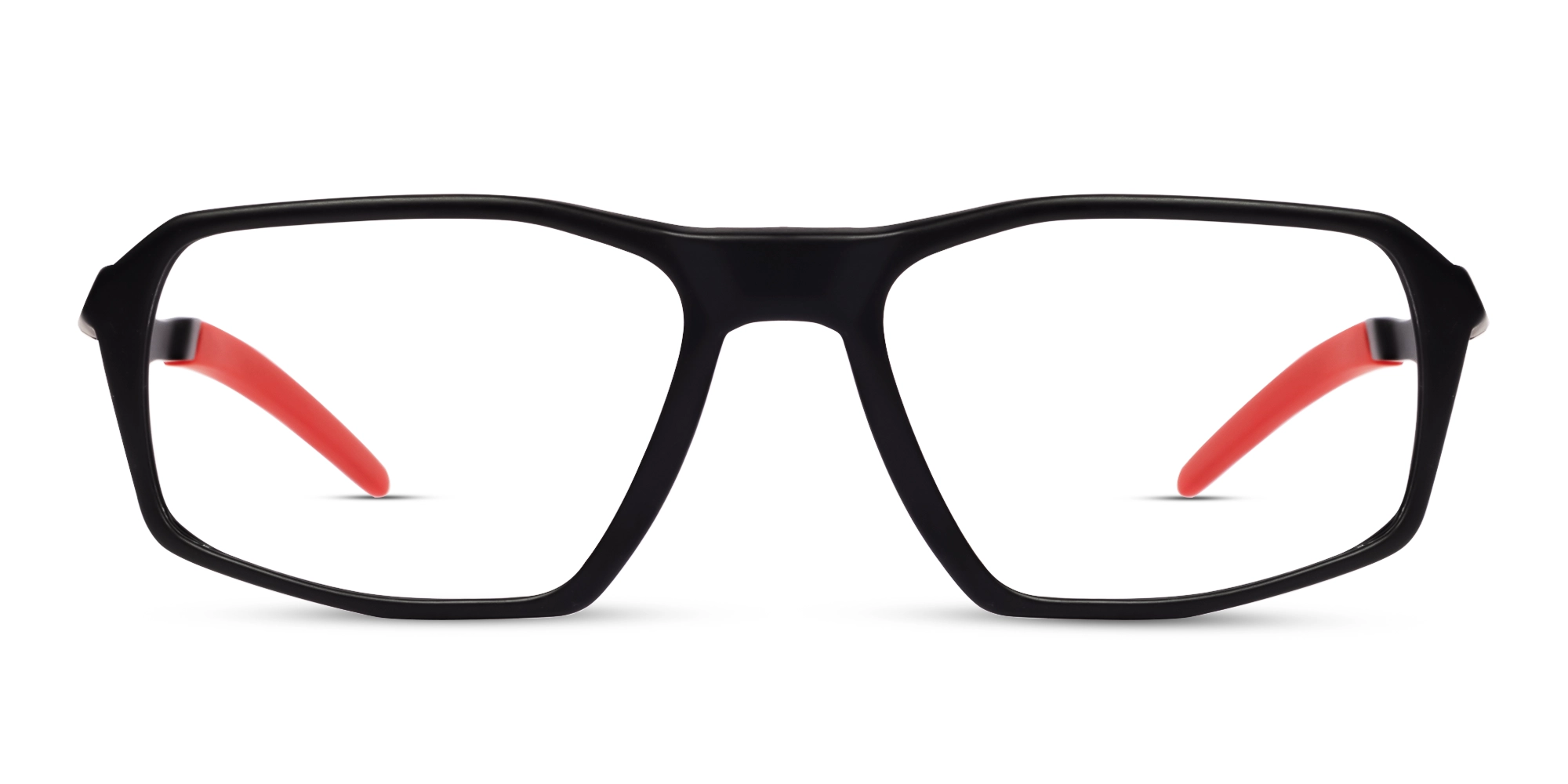 Black & Red Rectangular Full-Rim Sports Glasses-1