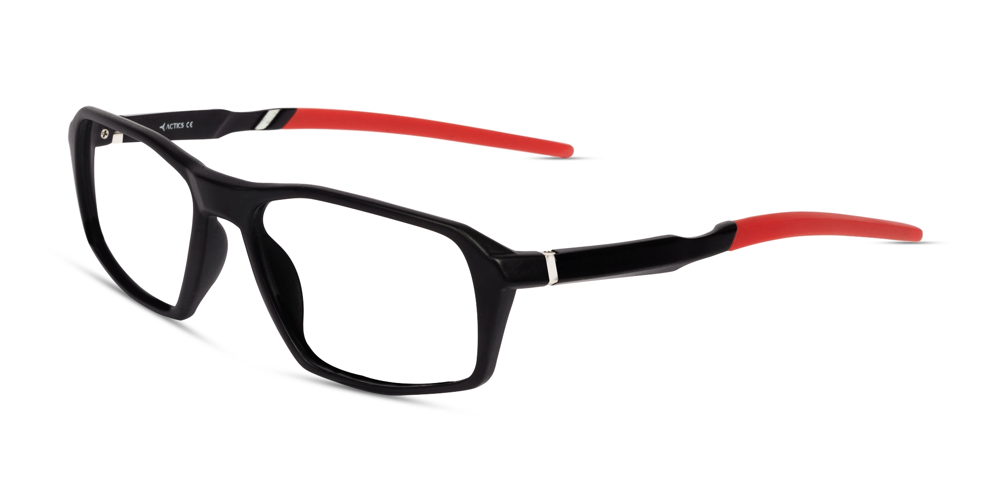 Black & Red Rectangular Full-Rim Sports Glasses-3