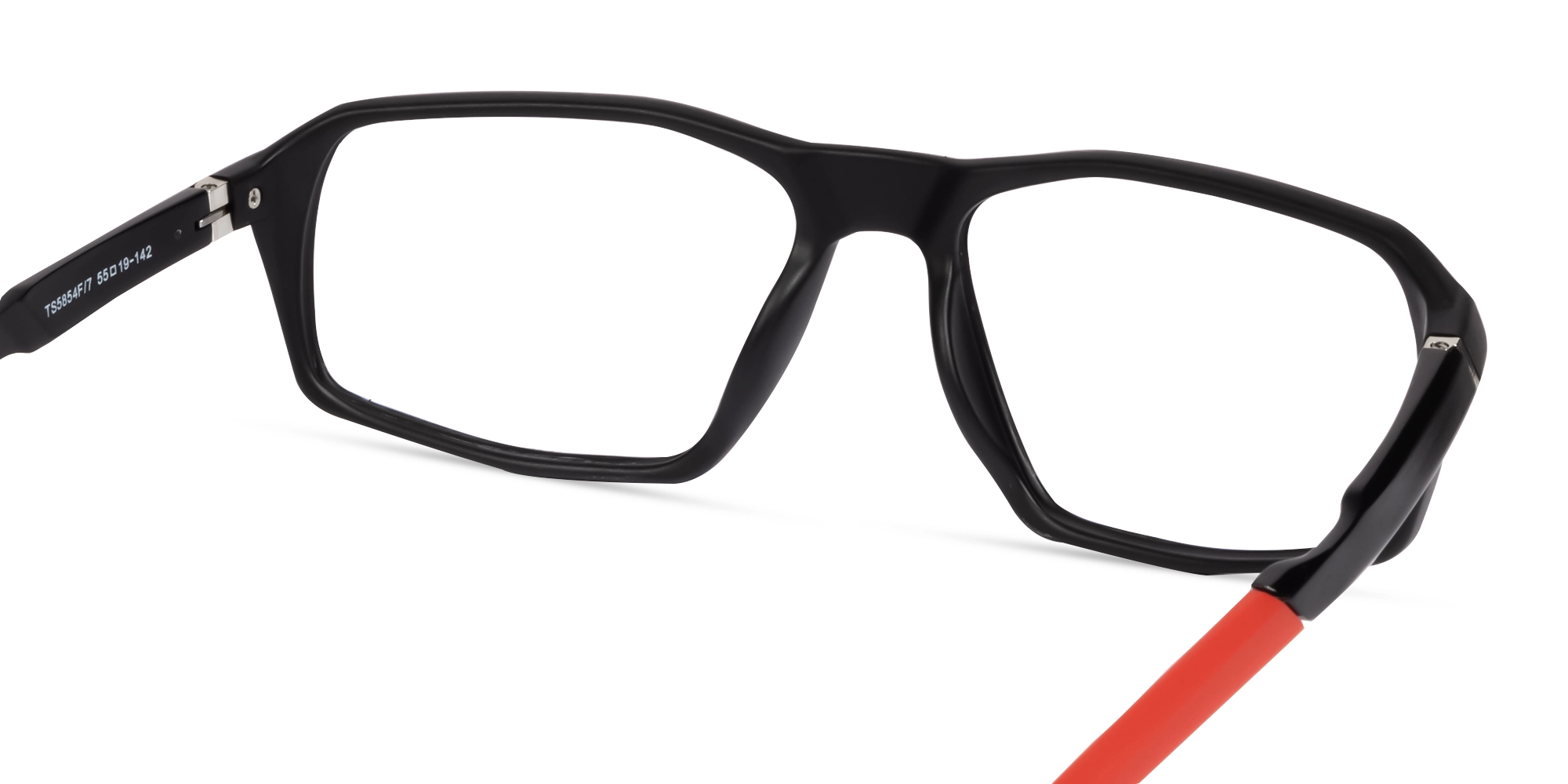 Black & Red Rectangular Full-Rim Sports Glasses-5