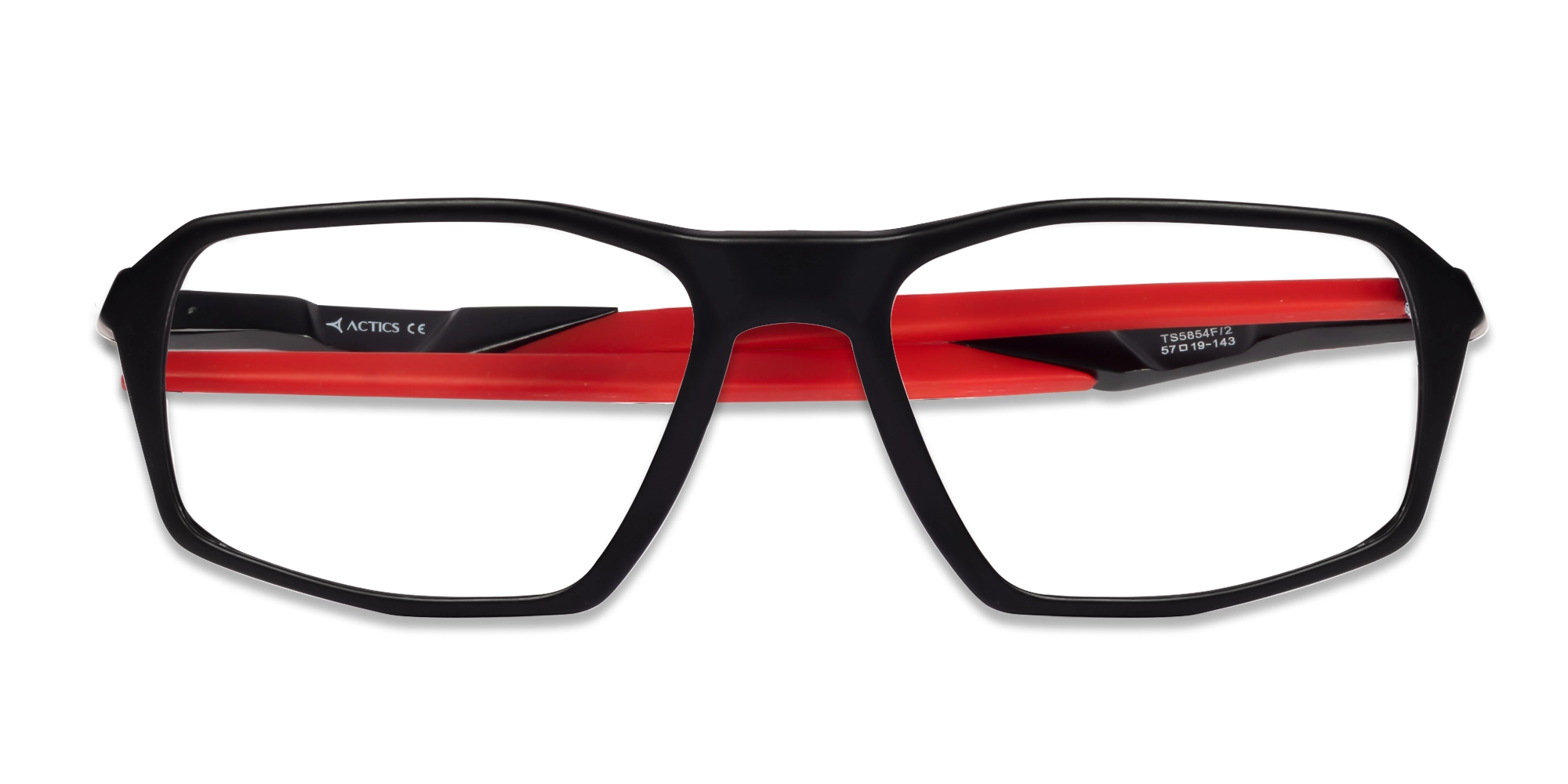 Black & Red Rectangular Full-Rim Sports Glasses-6