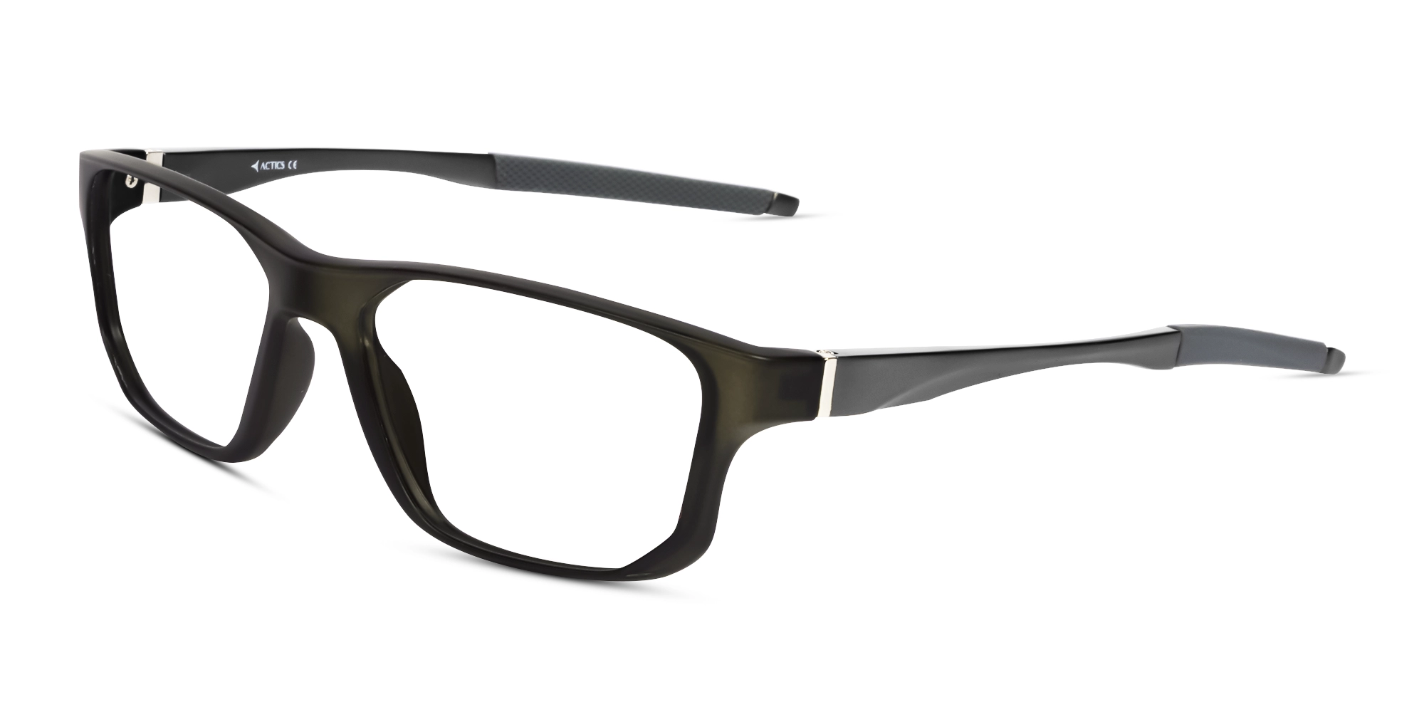 Matte Black Athletic Rectangular Glasses-2
