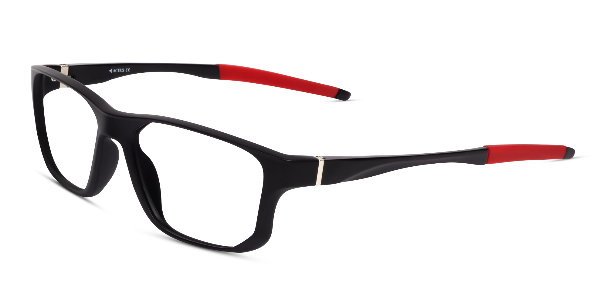 Black & Red Athletic Rectangular Glasses-2
