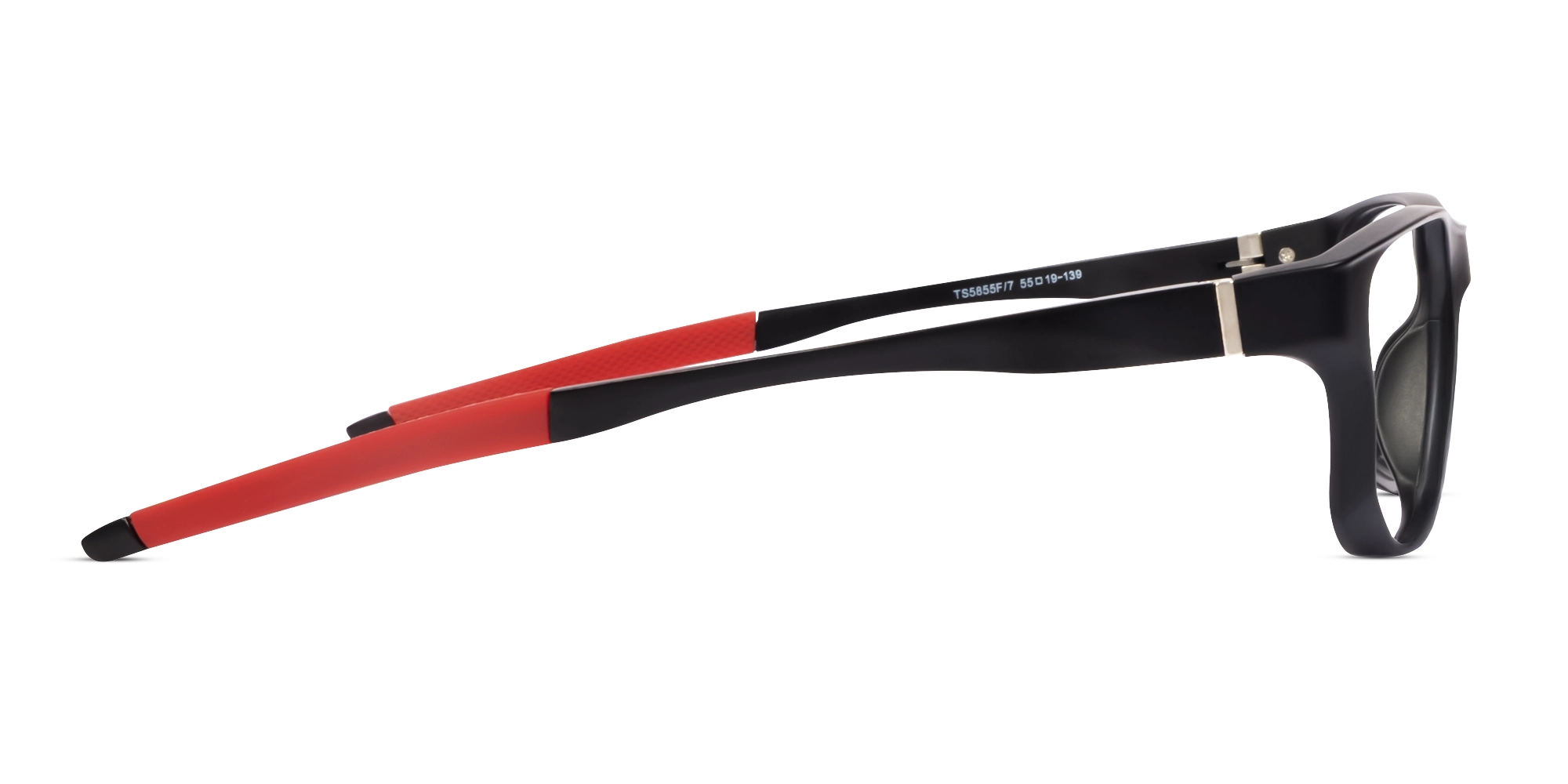 Black & Red Athletic Rectangular Glasses-3