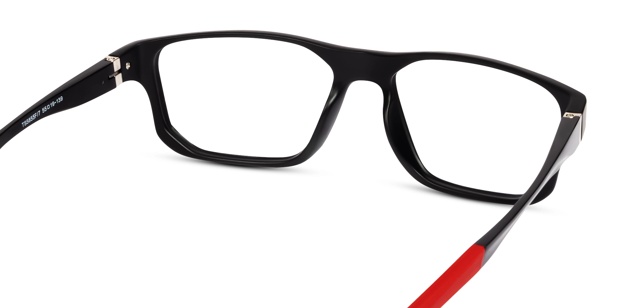 Black & Red Athletic Rectangular Glasses-4