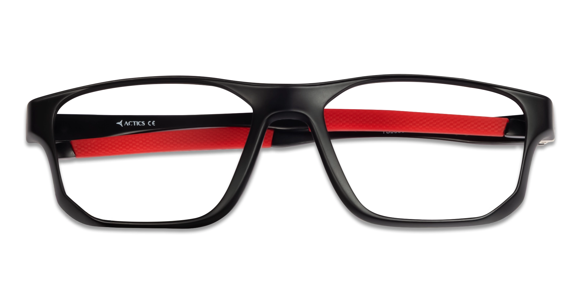 Black & Red Athletic Rectangular Glasses-5