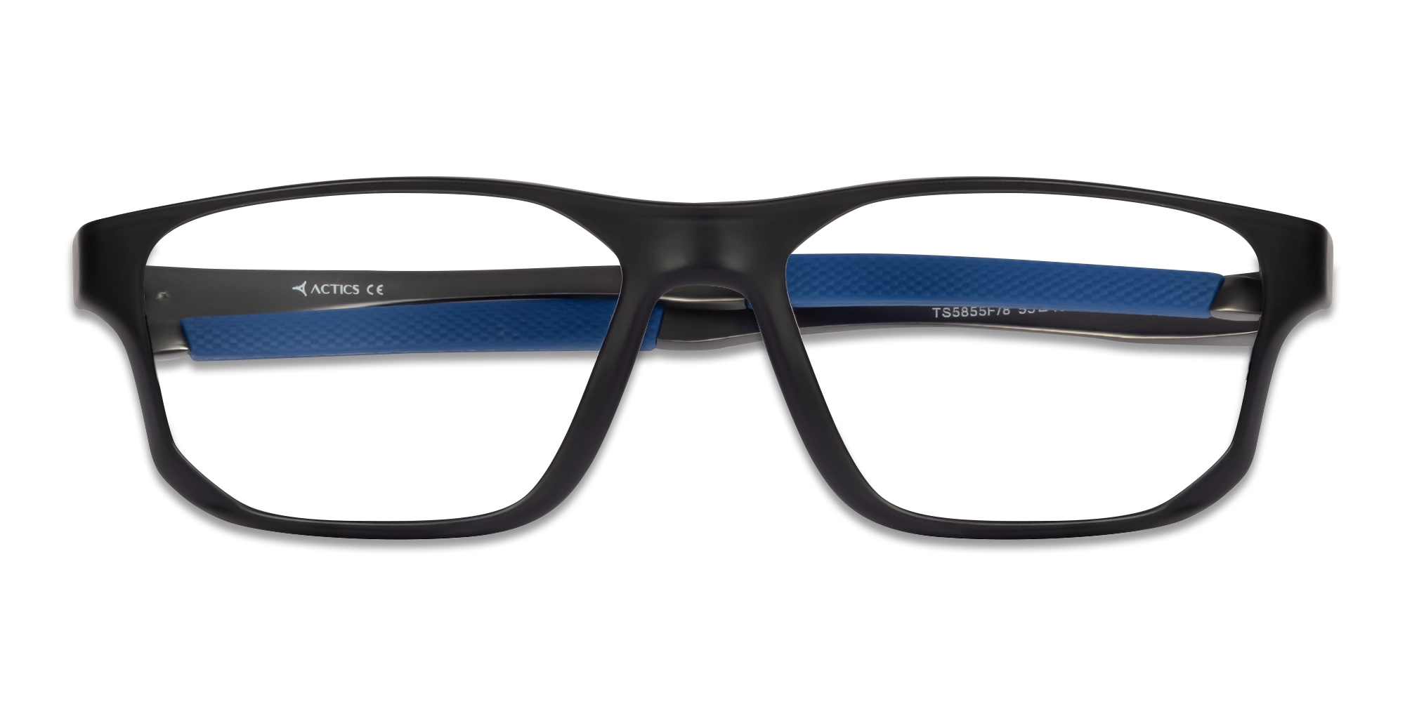 Black & Blue Athletic Rectangular Glasses-5