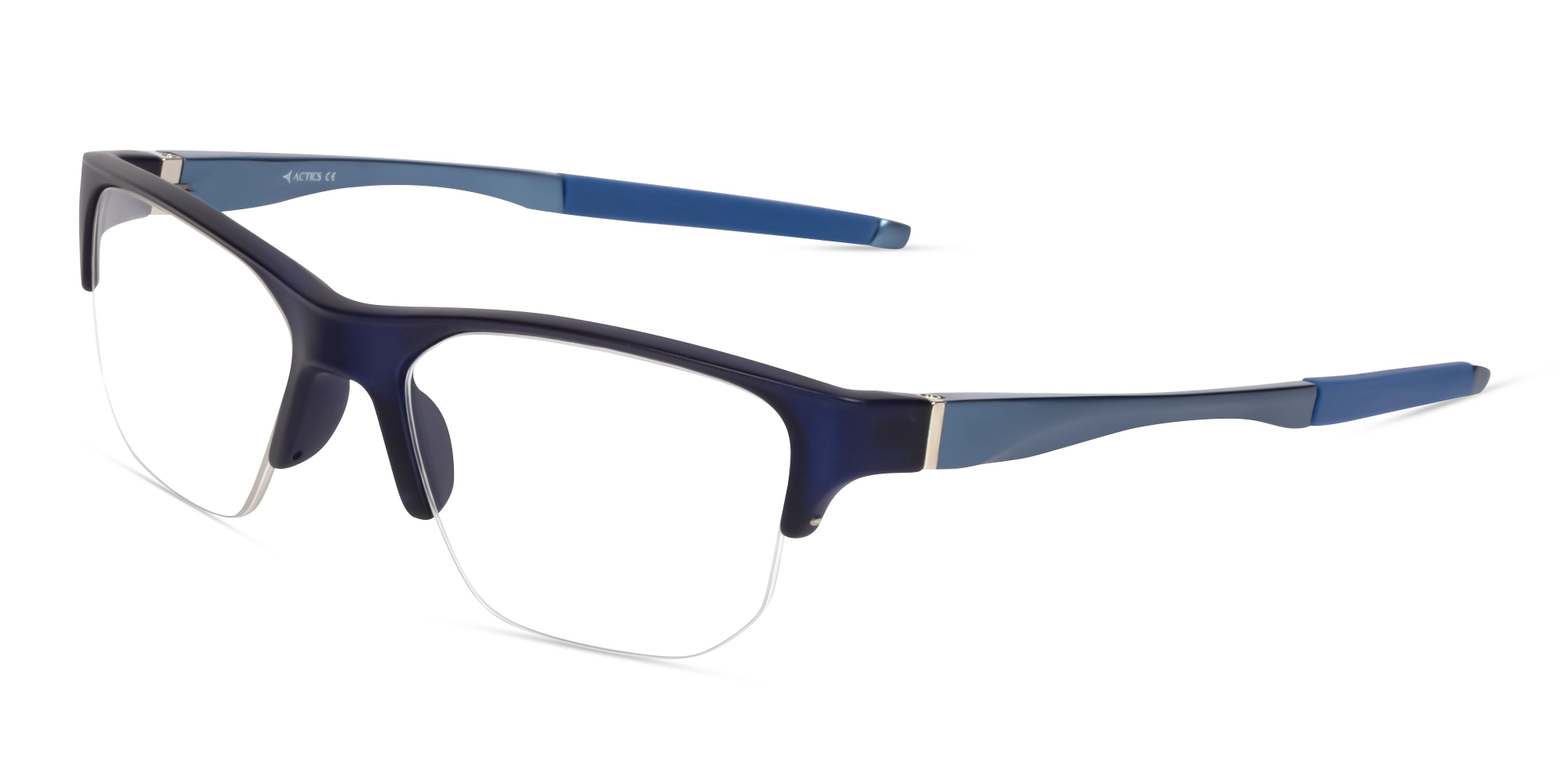 Sports Black & Blue Half-Rim Glasses-2