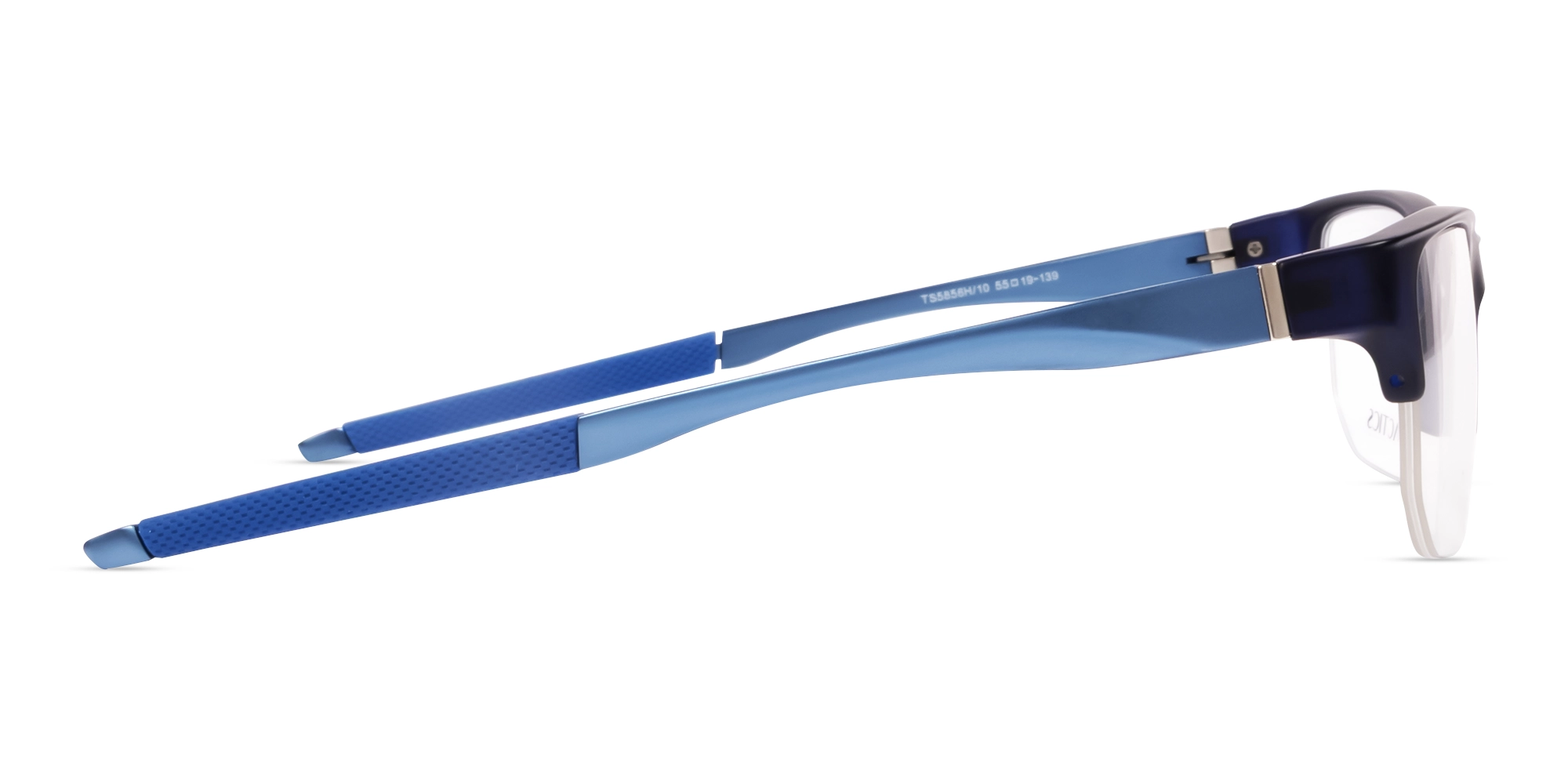 Sports Black & Blue Half-Rim Glasses-3
