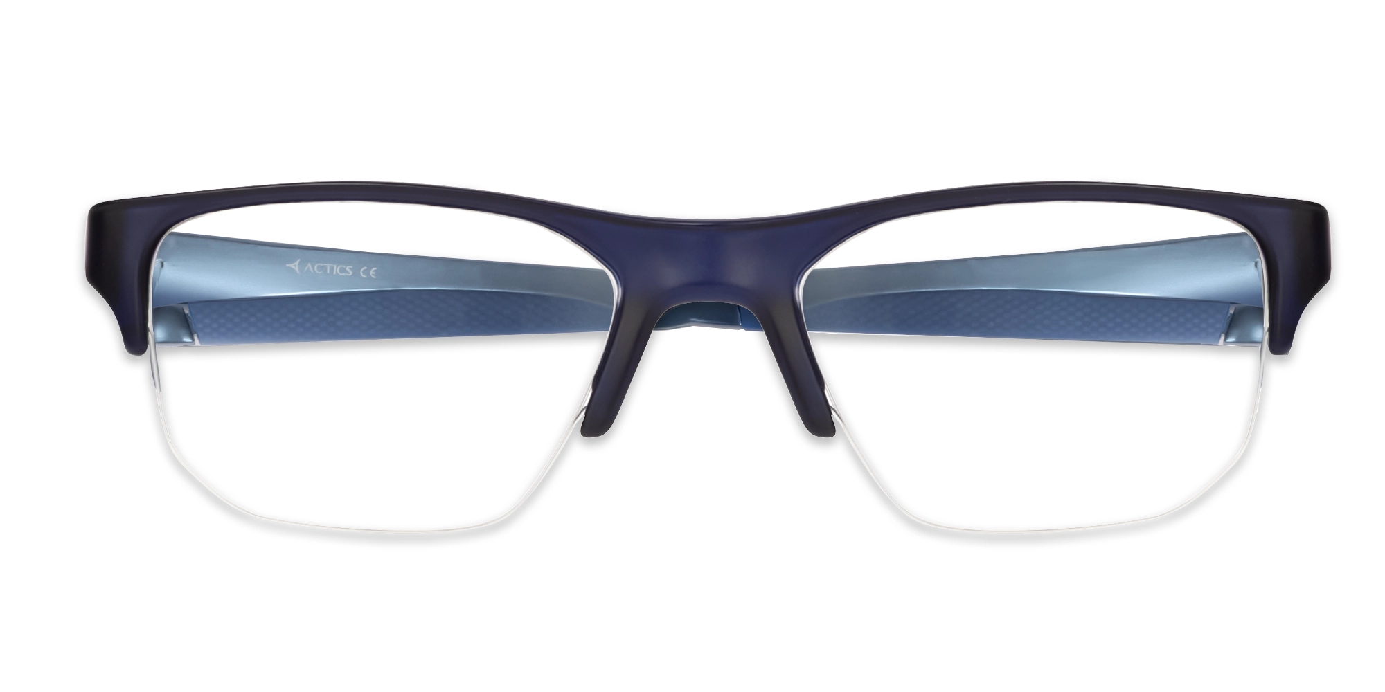 Sports Black & Blue Half-Rim Glasses-5