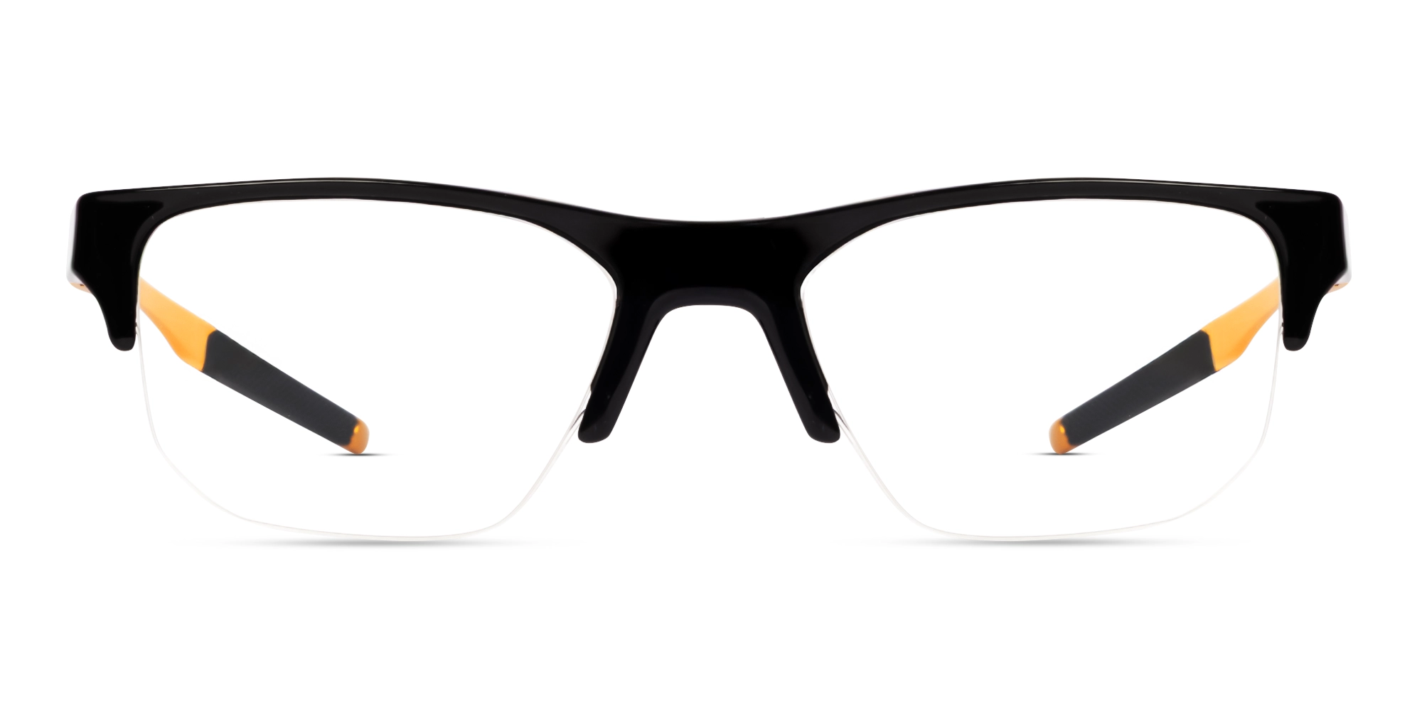 Sports Glossy Black Half-Rim Glasses-1 Sports Glossy Black Half-Rim Glasses-1