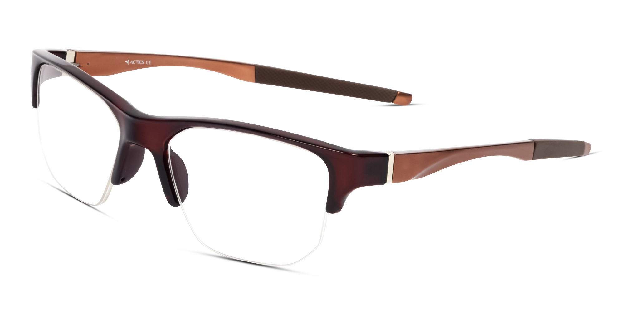 Sports Glossy Brown Half-Rim Glasses-2 Sports Glossy Brown Half-Rim Glasses-2