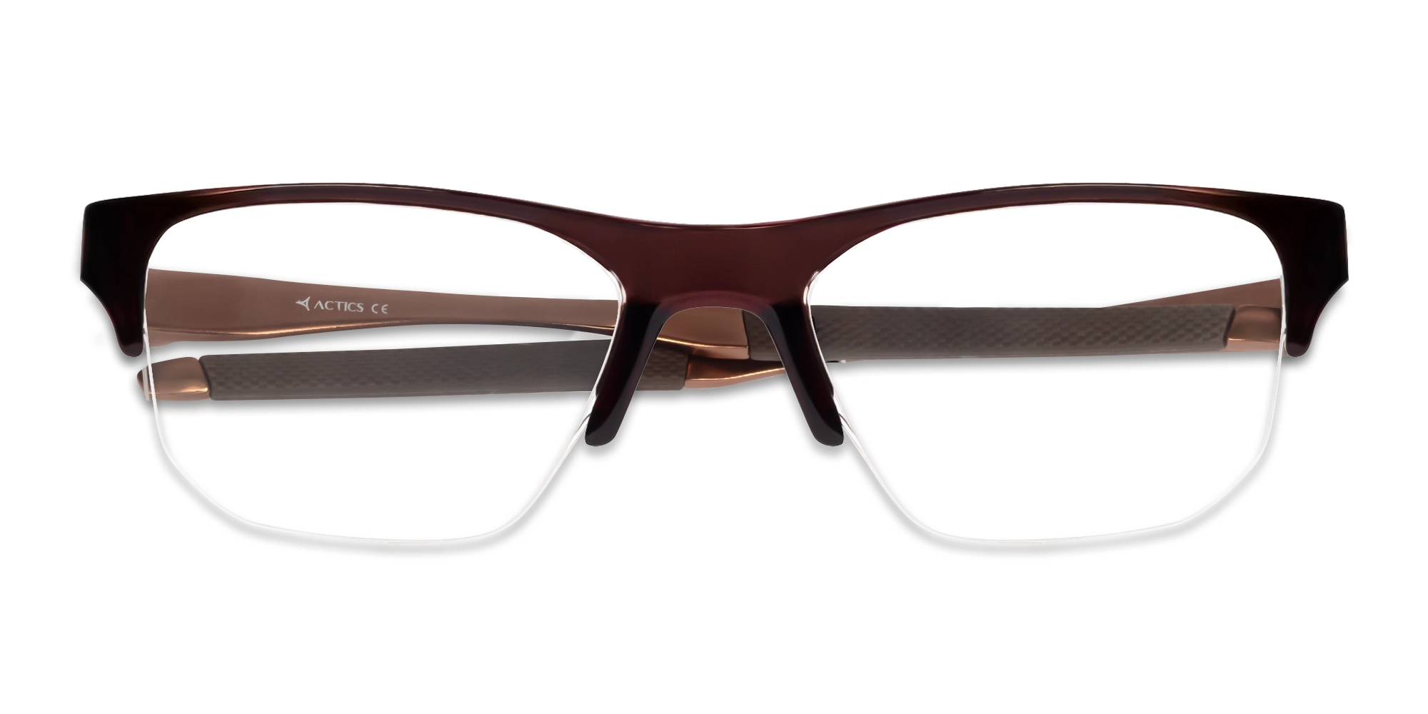 Sports Glossy Brown Half-Rim Glasses-5