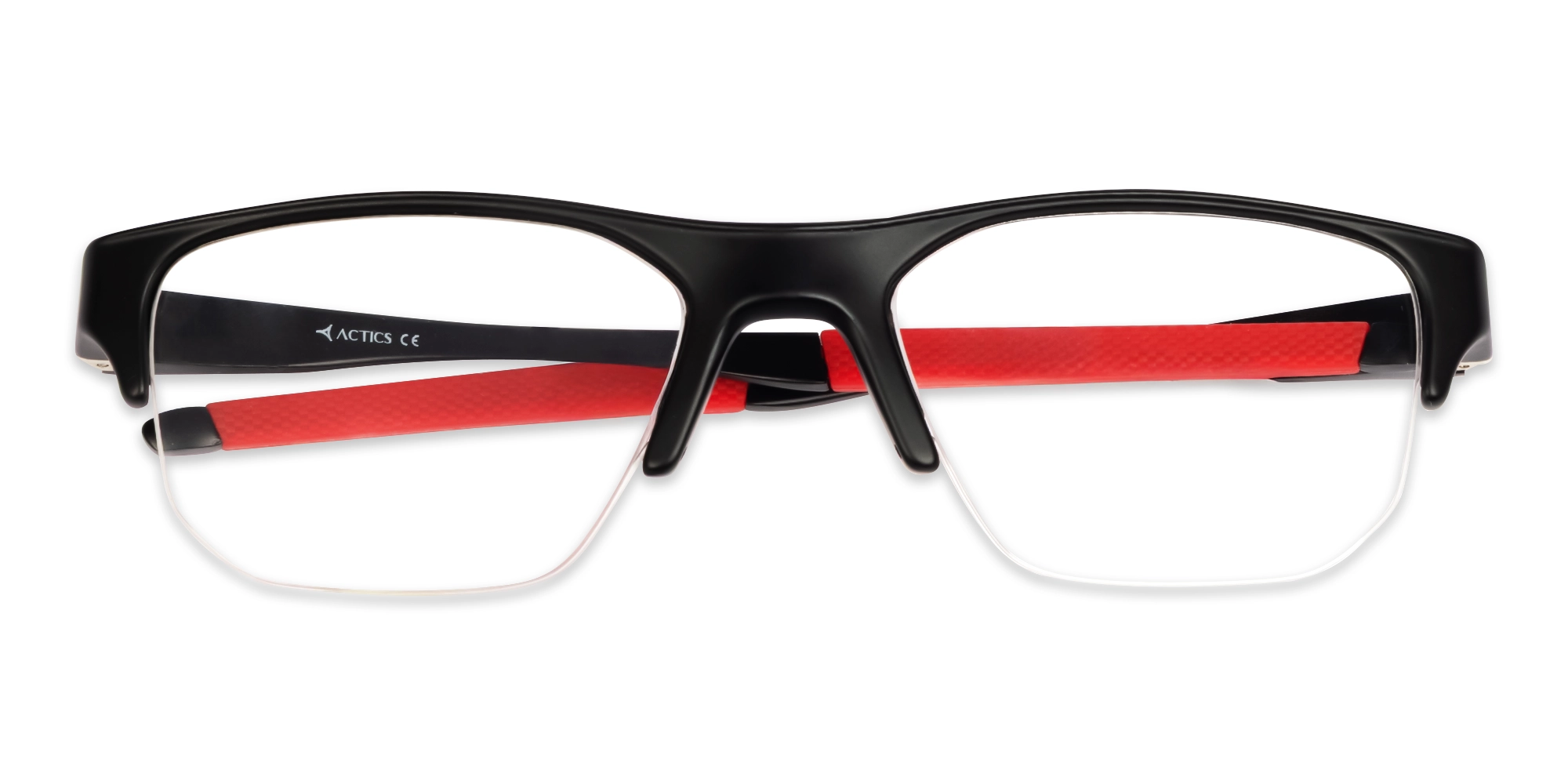 Sports Black & Red Half-Rim Glasses-5