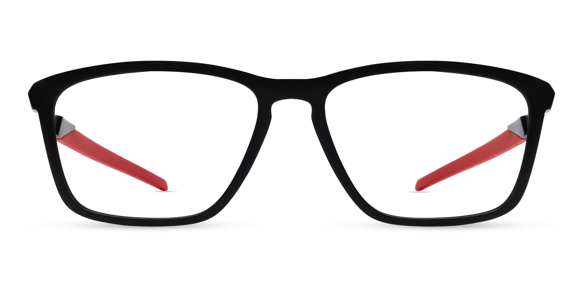 Black & Red Large Rectangular Sports Glasses-1