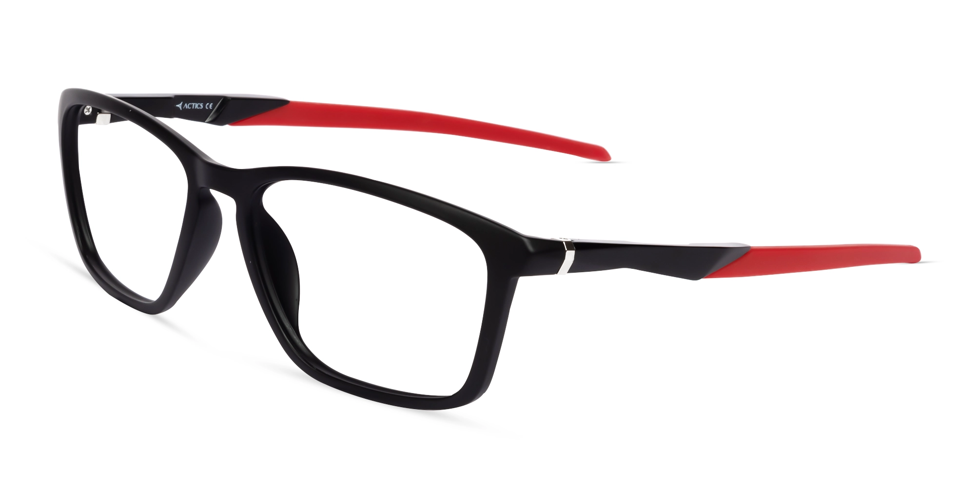 Black & Red Large Rectangular Sports Glasses-3
