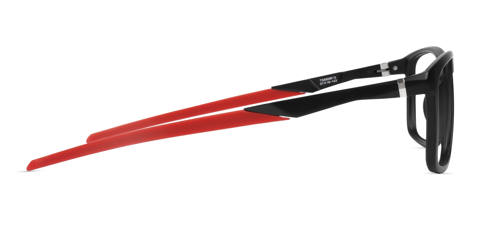 Black & Red Large Rectangular Sports Glasses-4