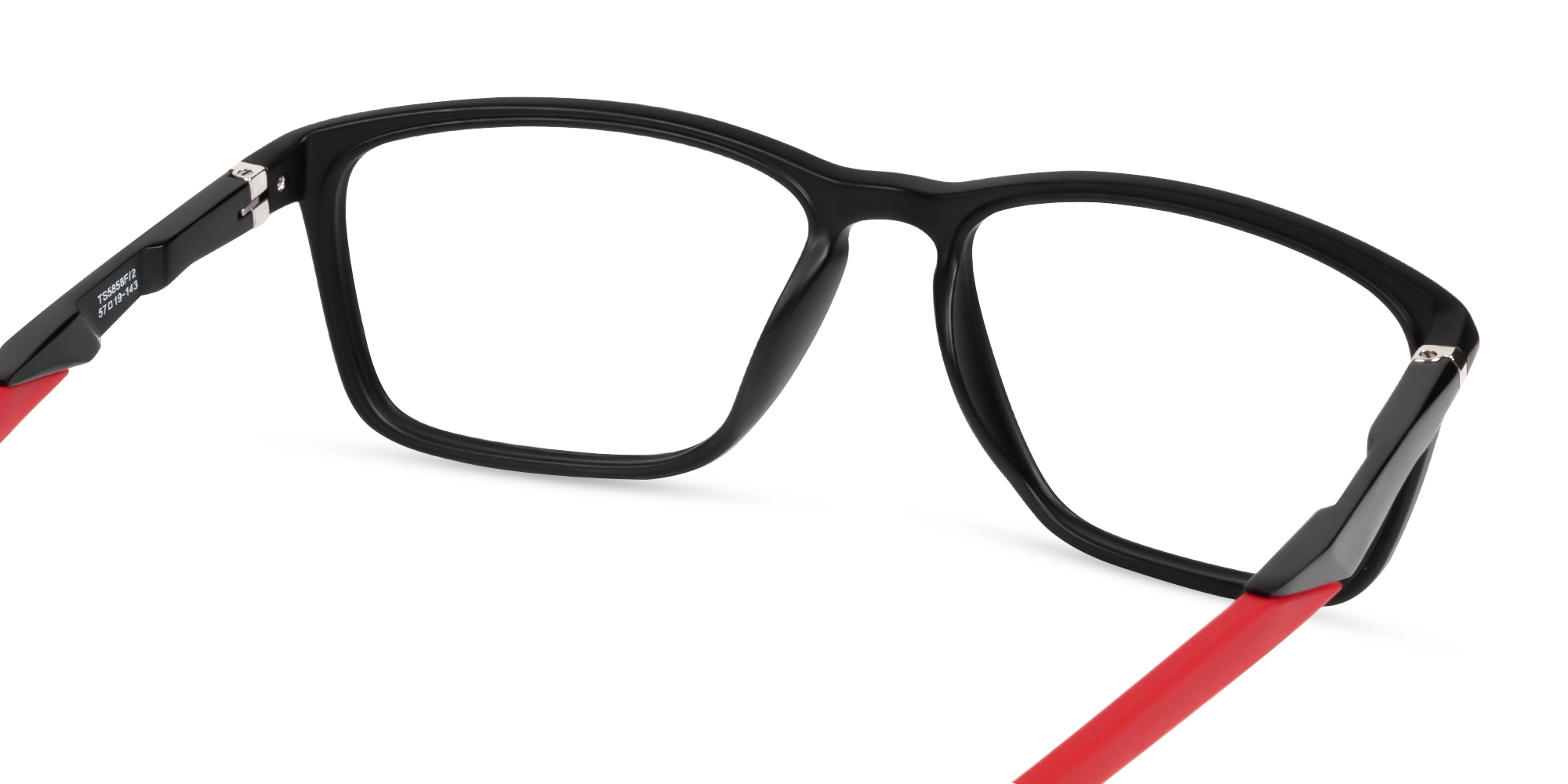 Black & Red Large Rectangular Sports Glasses-5