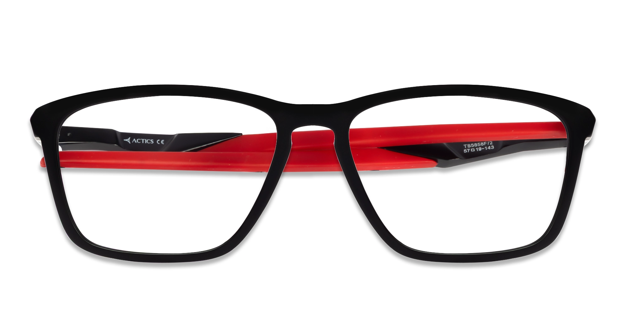 Black & Red Large Rectangular Sports Glasses-6