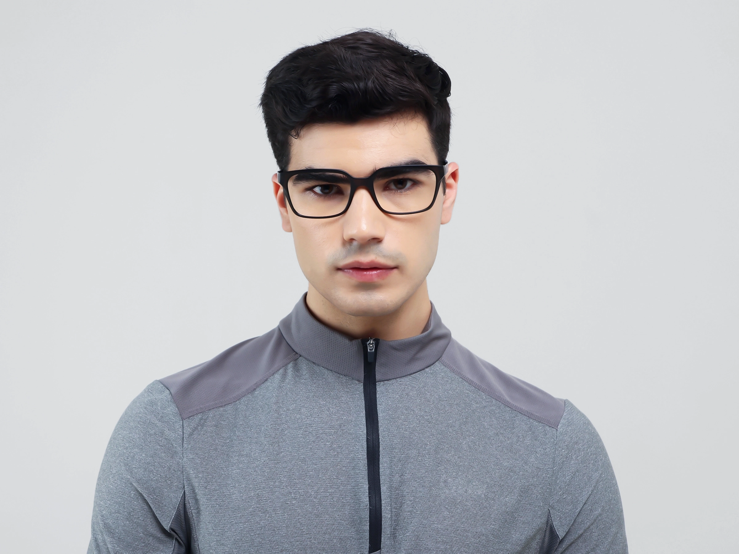 Large Black & Grey Sports Square Glasses-1