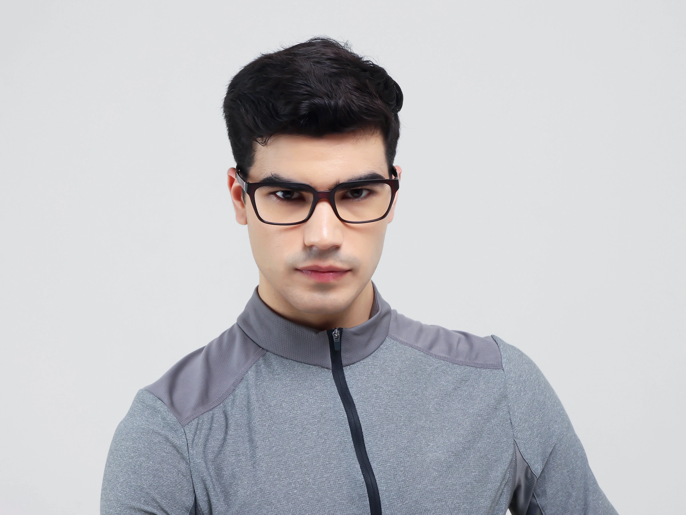 Large Dark Brown Square Athletic Glasses-1
