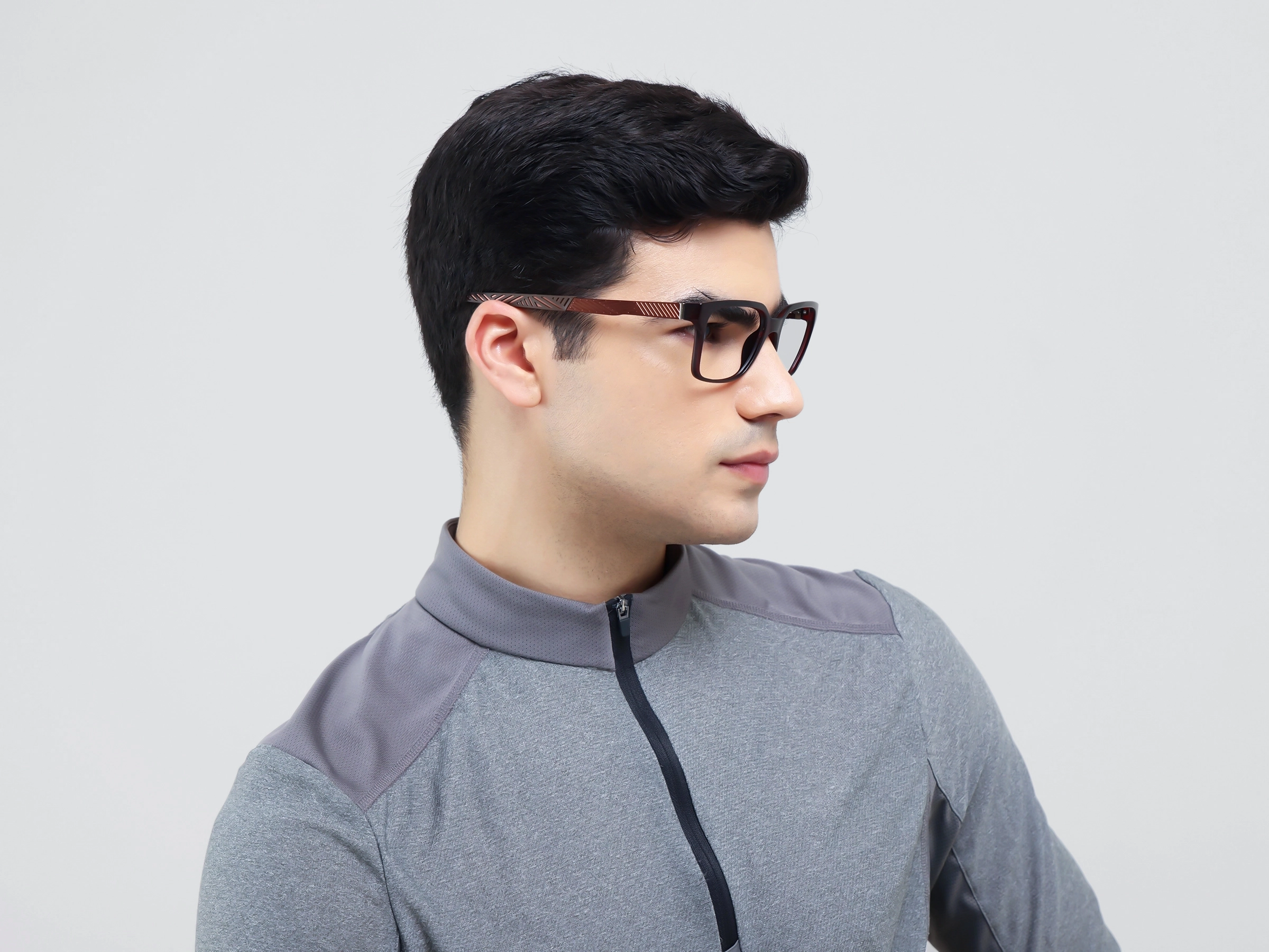 Large Dark Brown Square Athletic Glasses-2