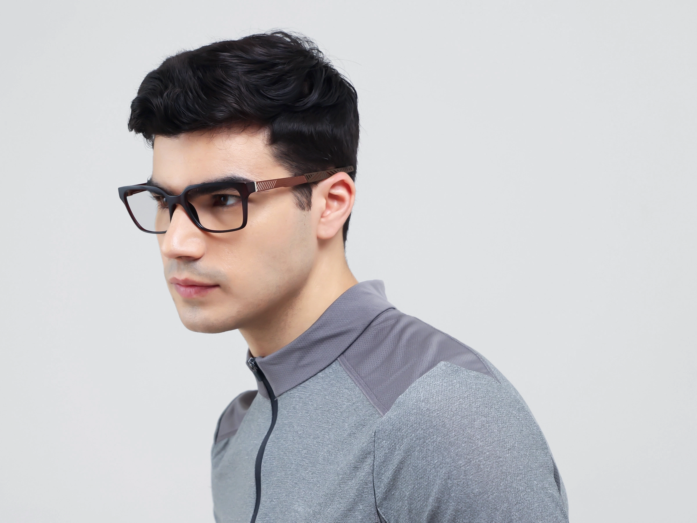 Large Dark Brown Square Athletic Glasses-3