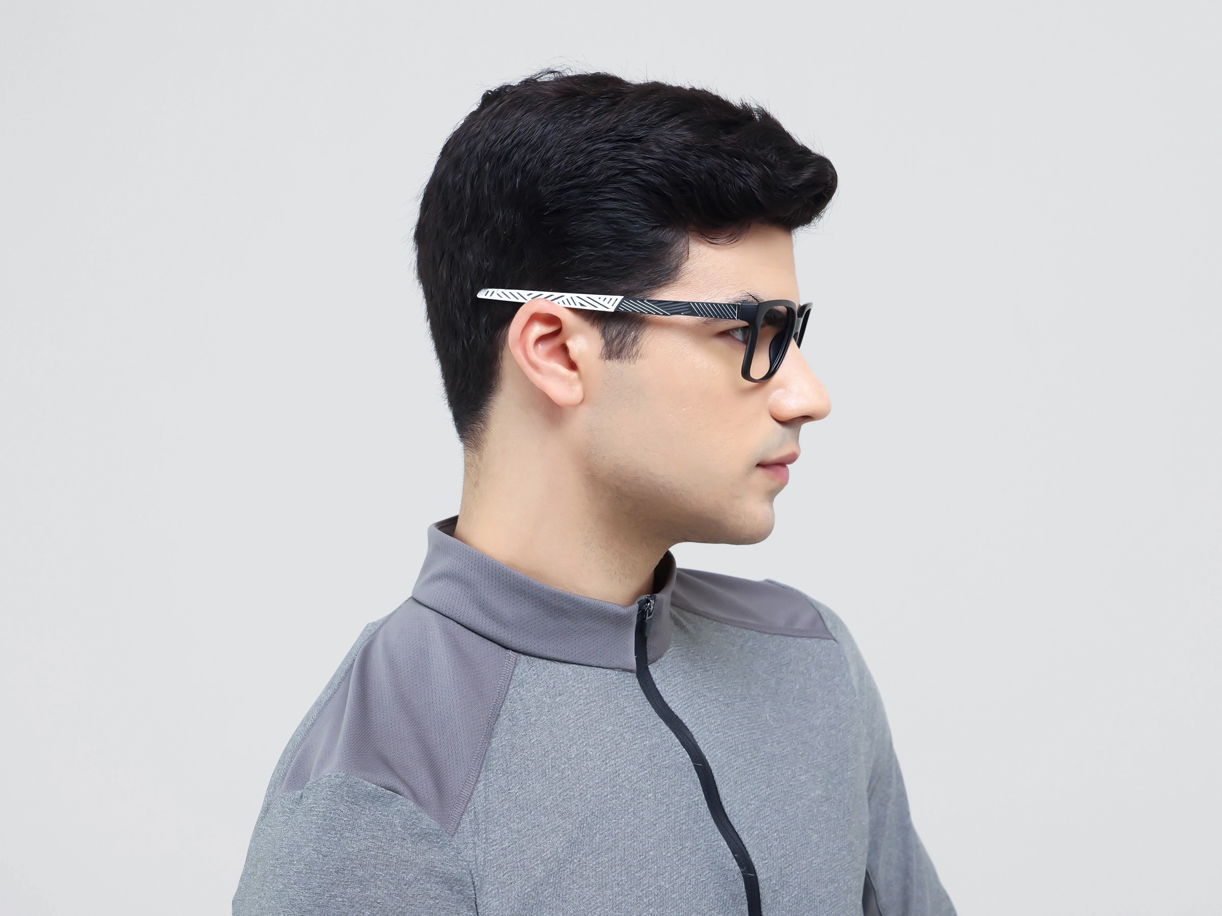 Black & White Square Athletic Glasses-2