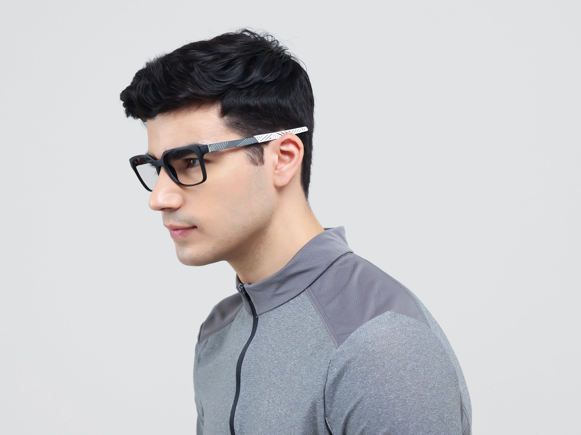 Black & White Square Athletic Glasses-3