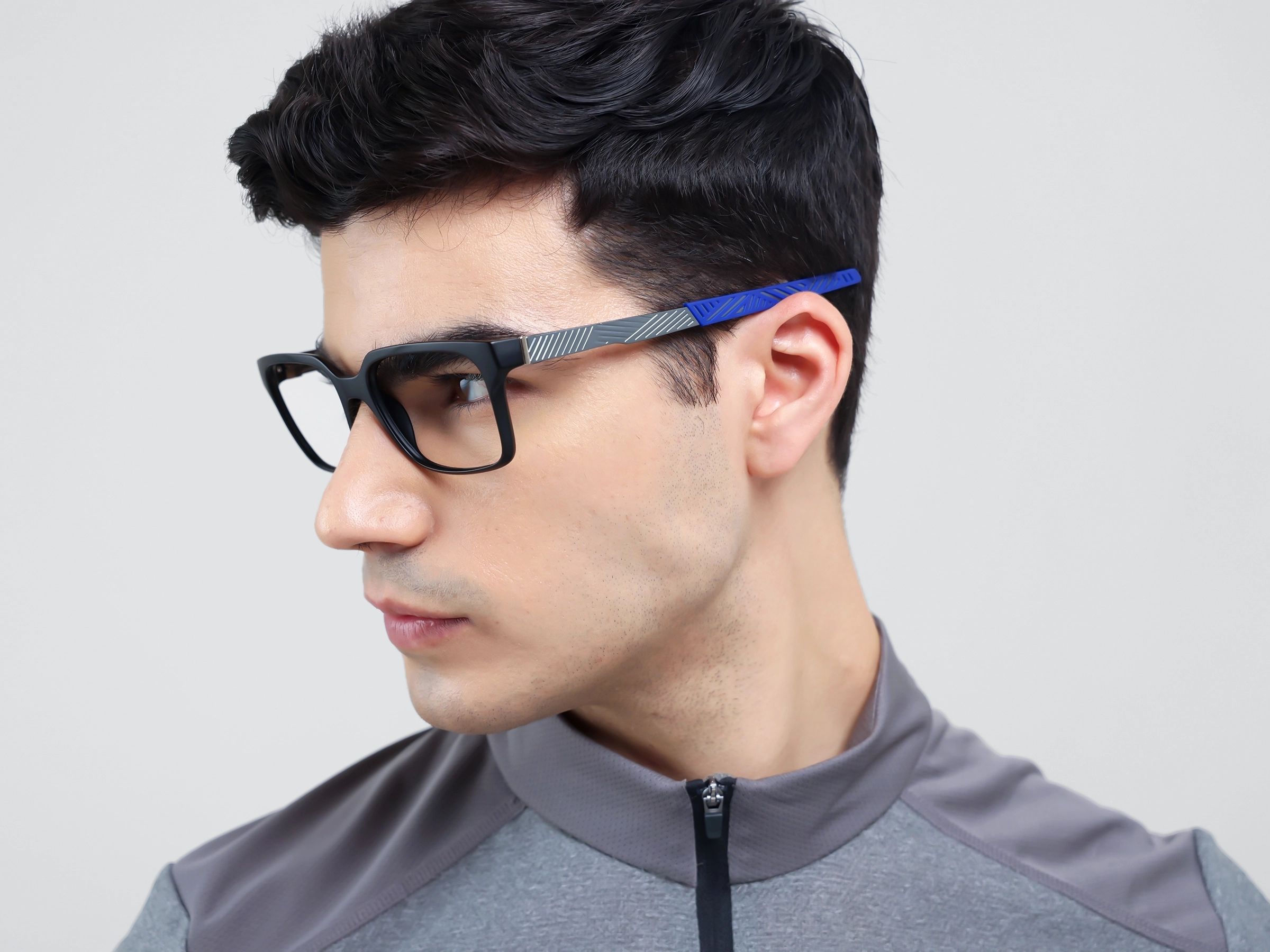Black & Blue Square Athletic Eyeglasses-3