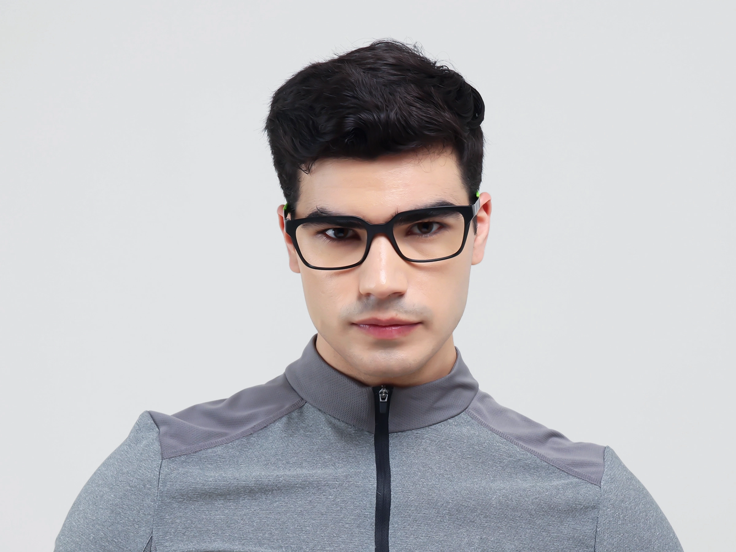 Black & Green Square Athletic Eyeglasses-1