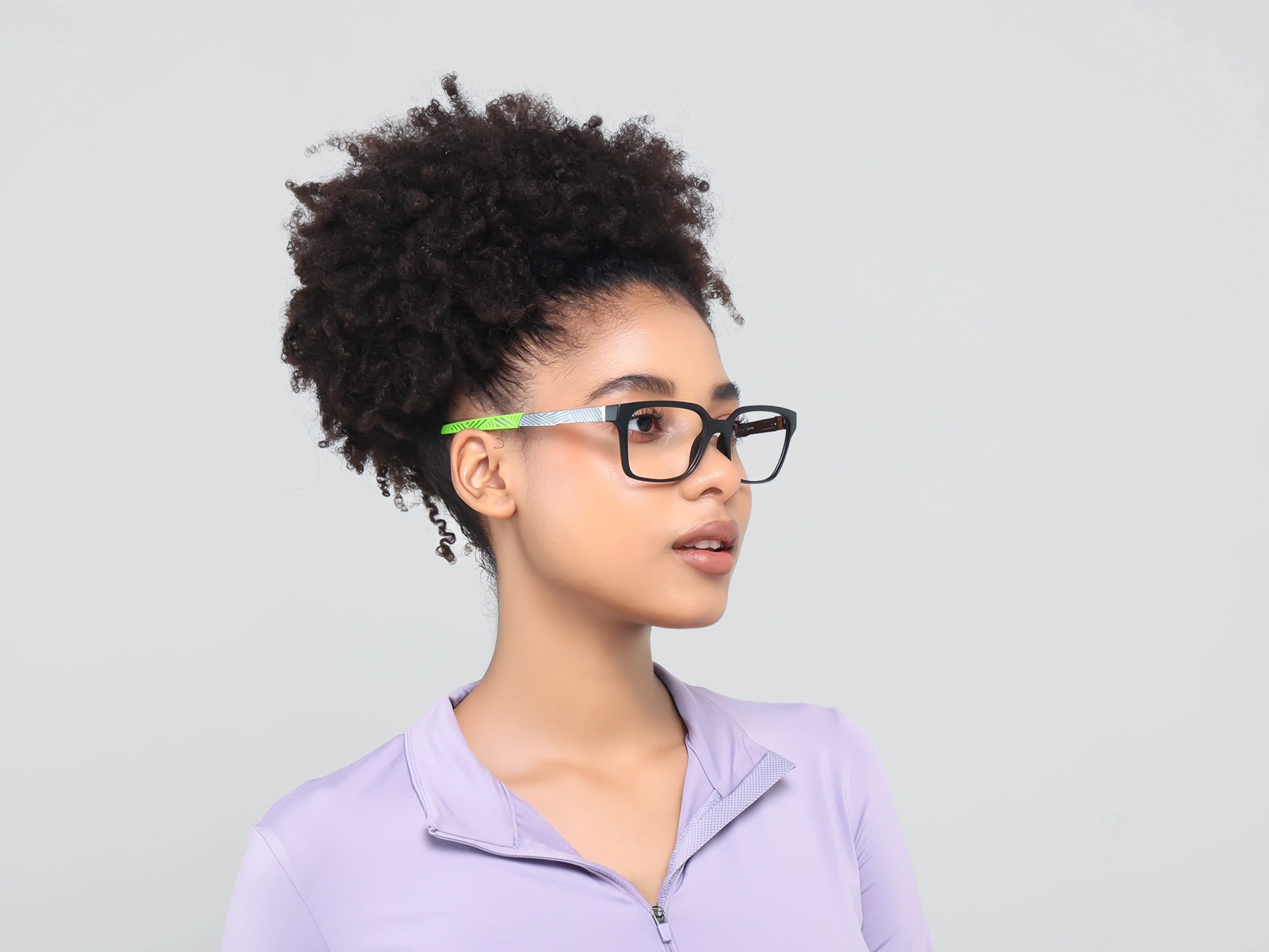 Black & Green Square Athletic Eyeglasses-12