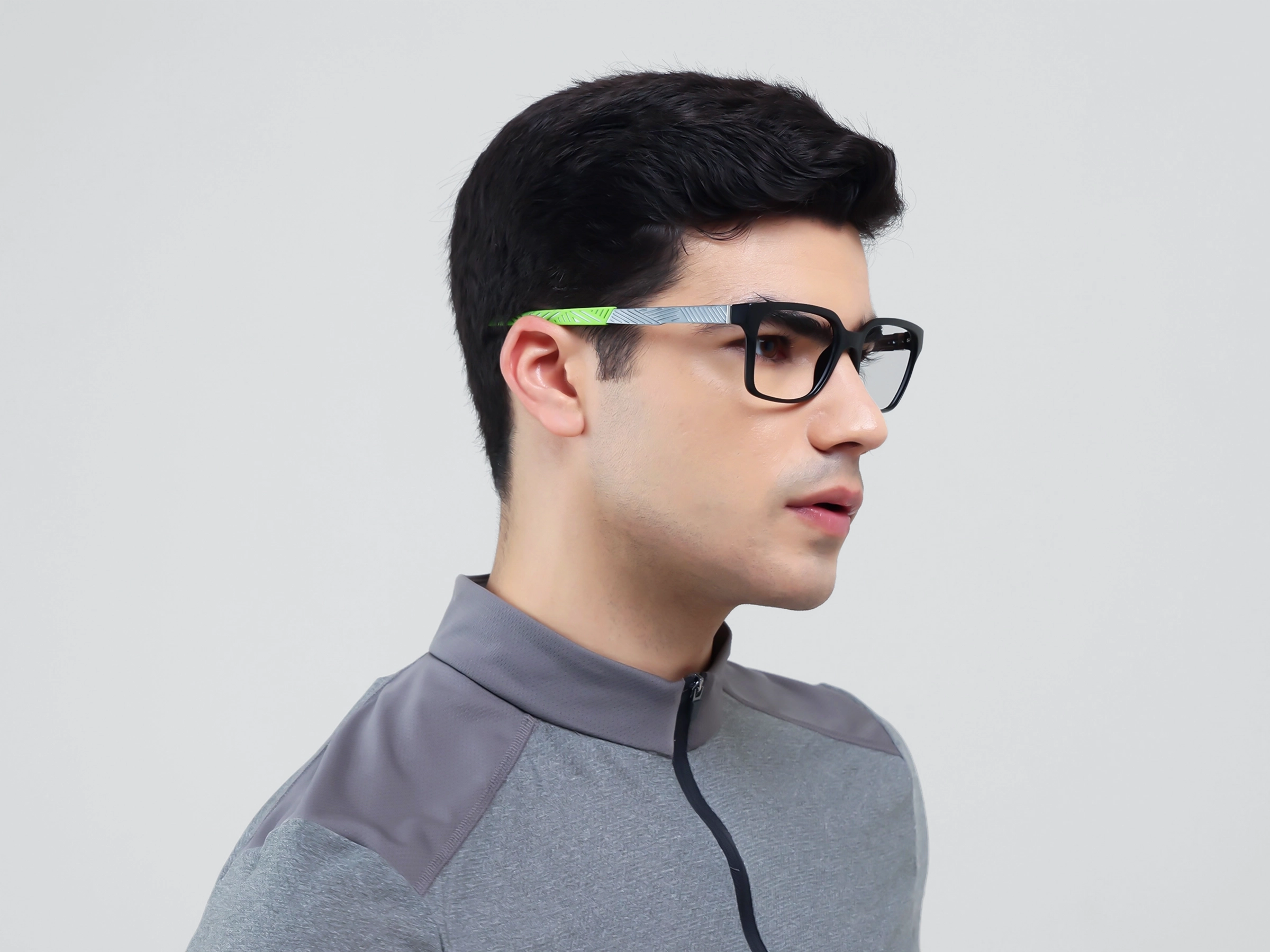Black & Green Square Athletic Eyeglasses-2