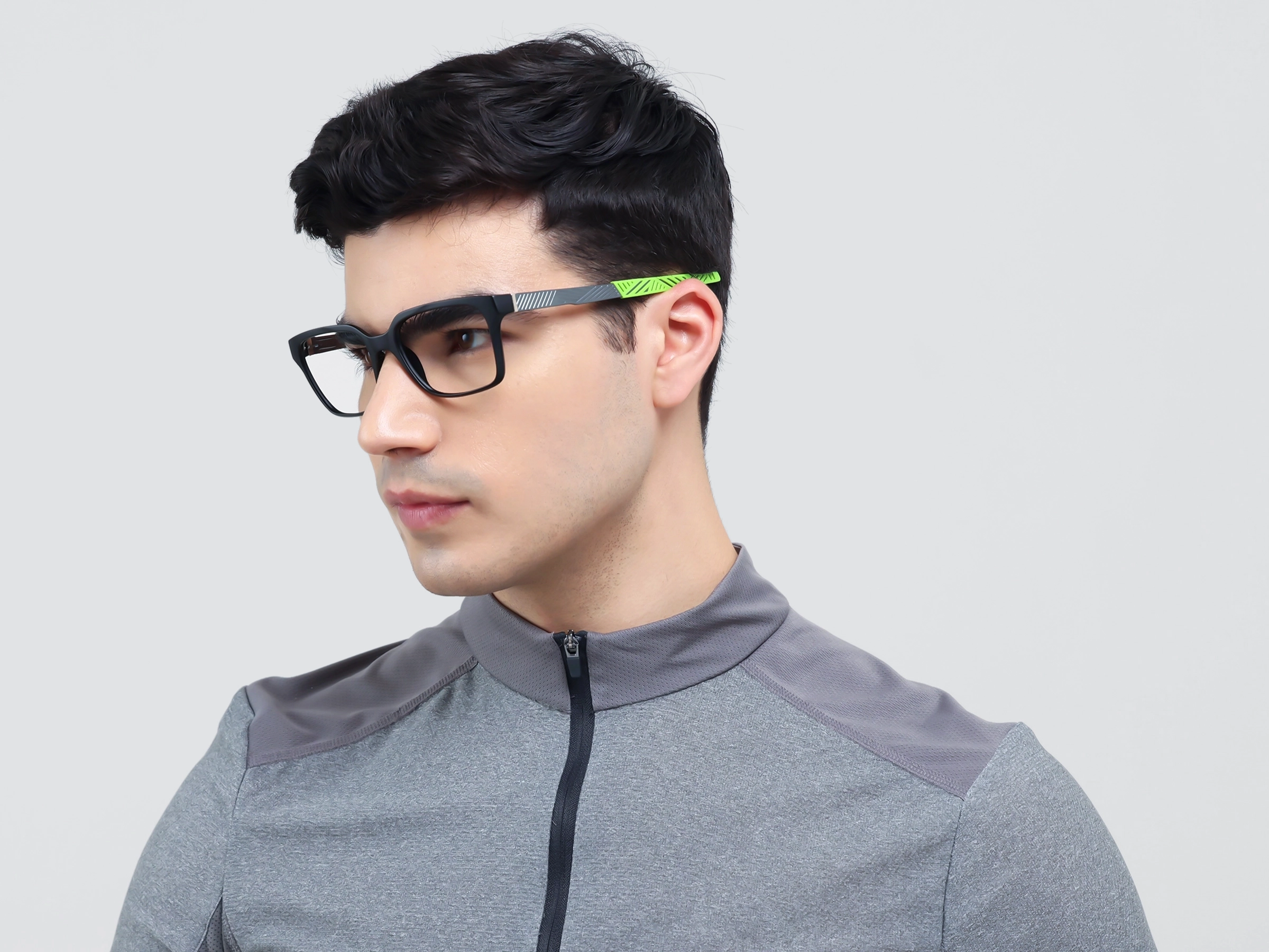 Black & Green Square Athletic Eyeglasses-3