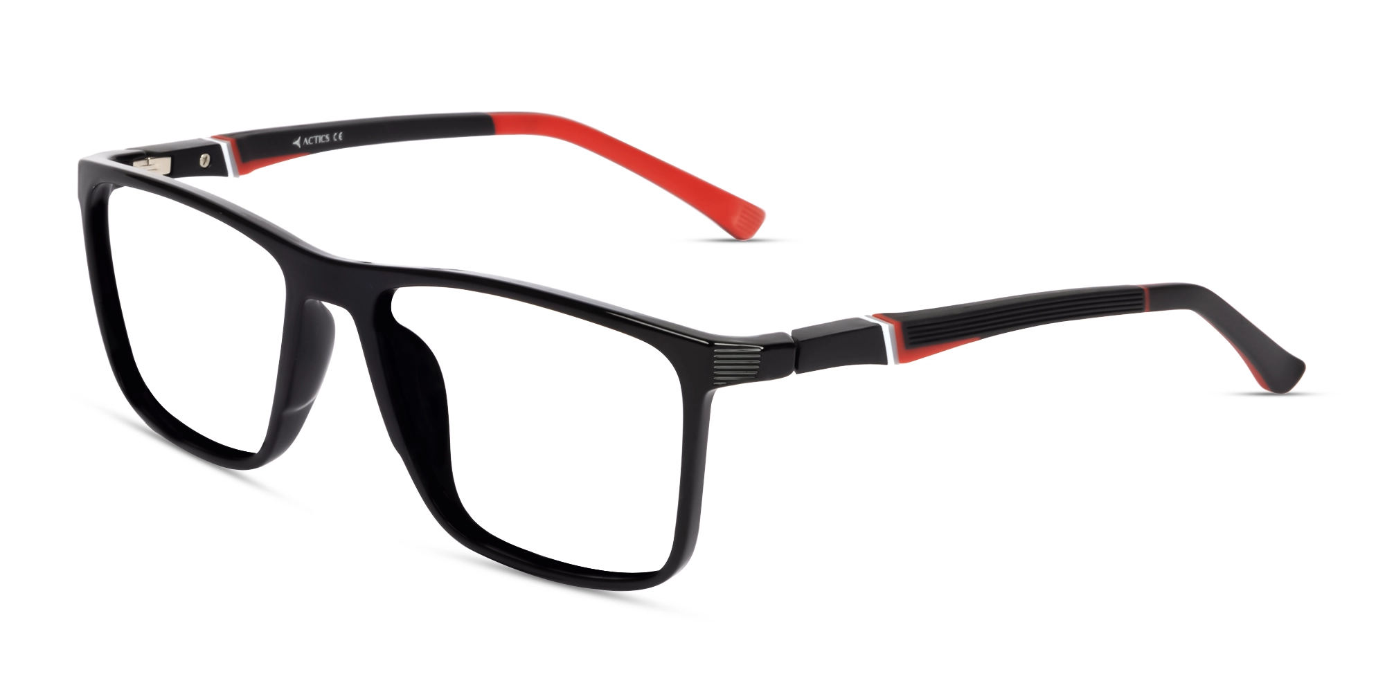 Black & Red Sports Square Fullrim Glasses-3