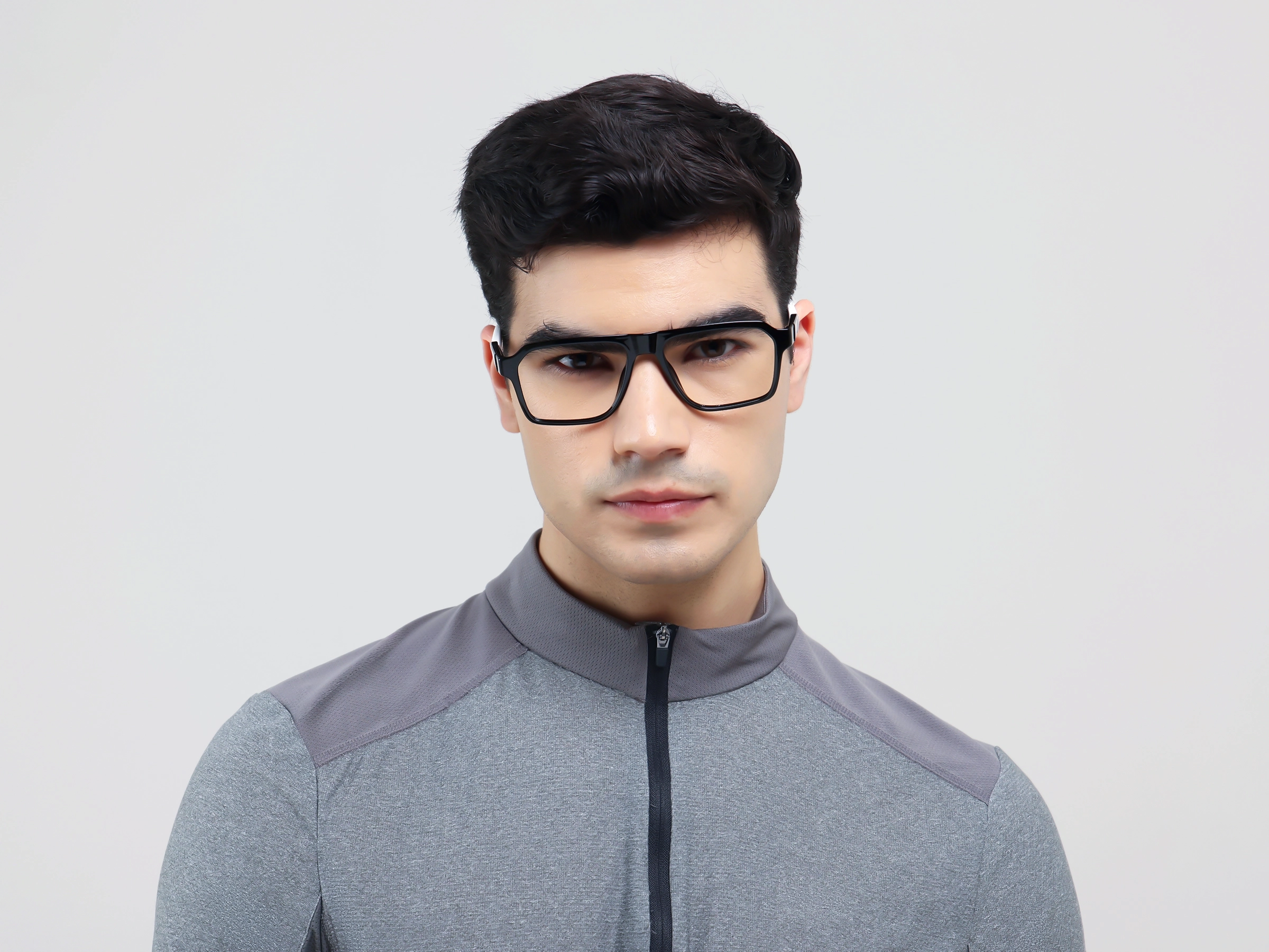 Black & White Flattop Square Sports Glasses-1