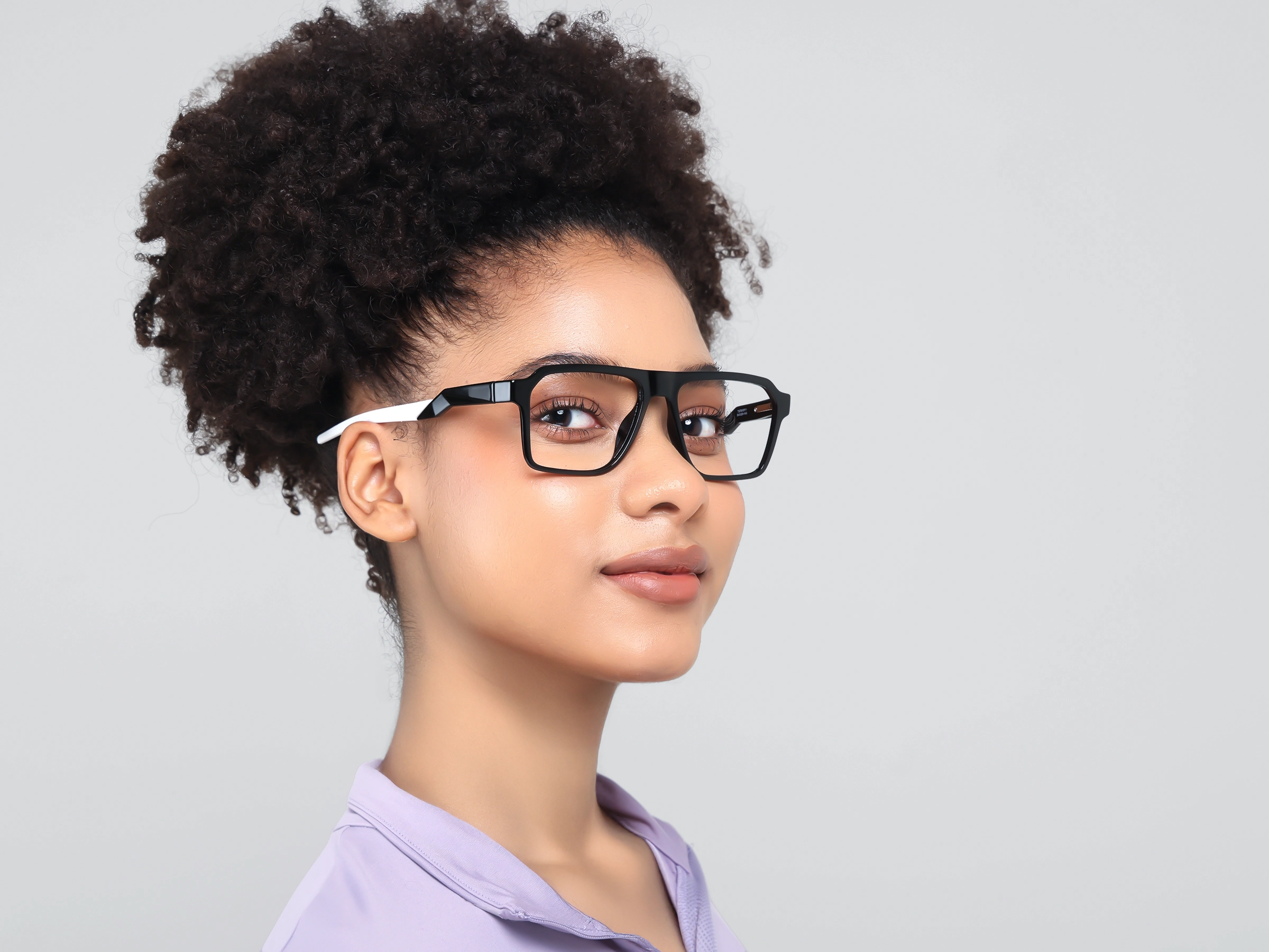 Black & White Flattop Square Sports Glasses-12