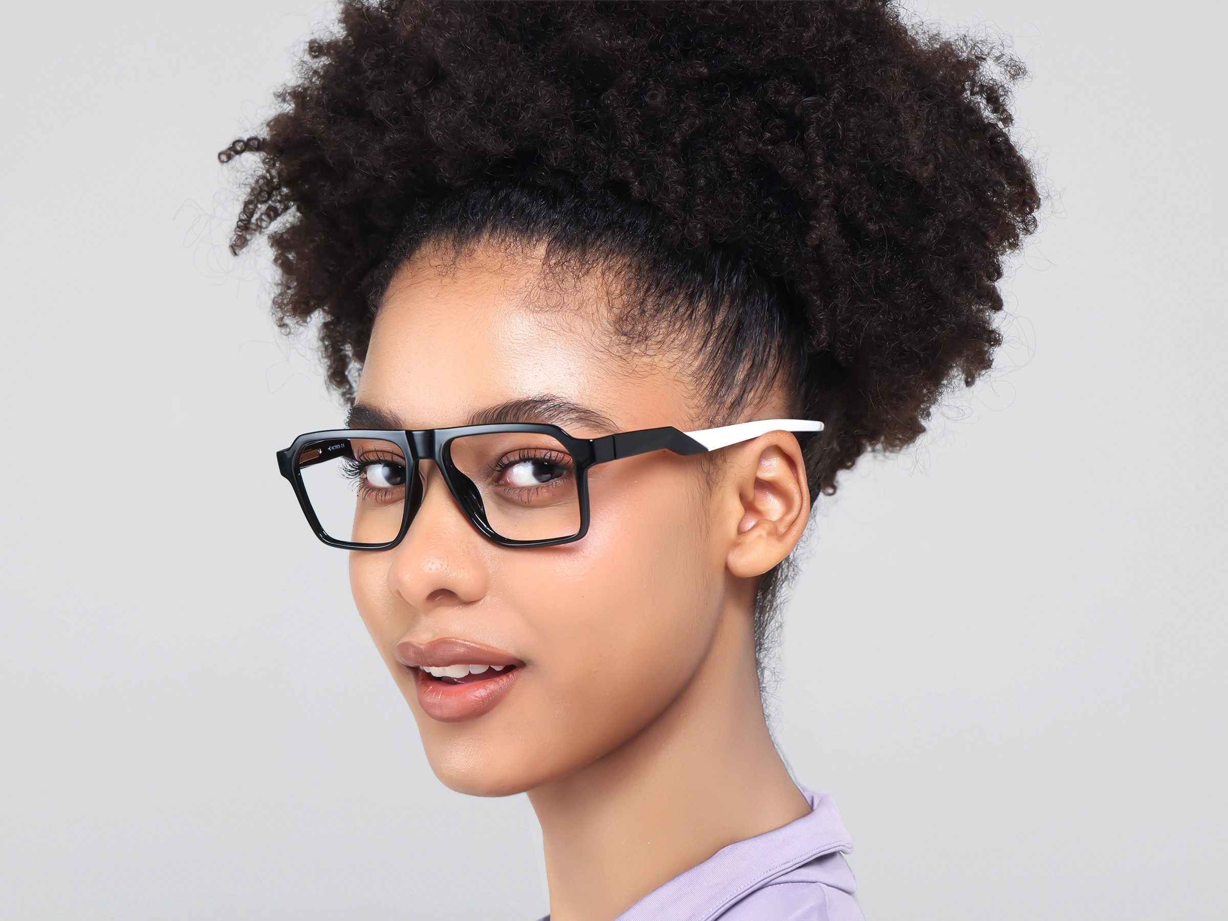 Black & White Flattop Square Sports Glasses-13
