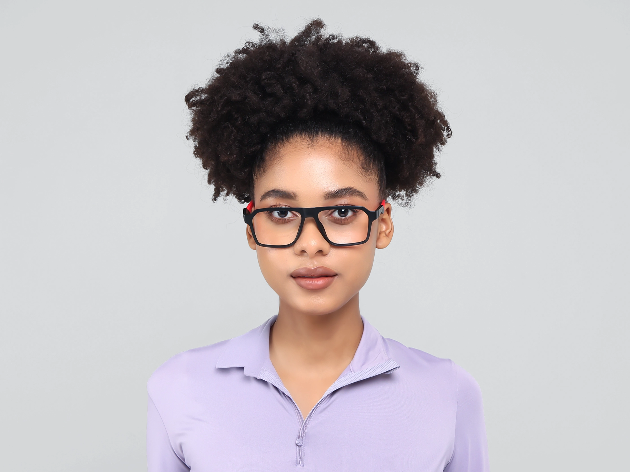 Black & Red Flattop Square Sports Glasses-11